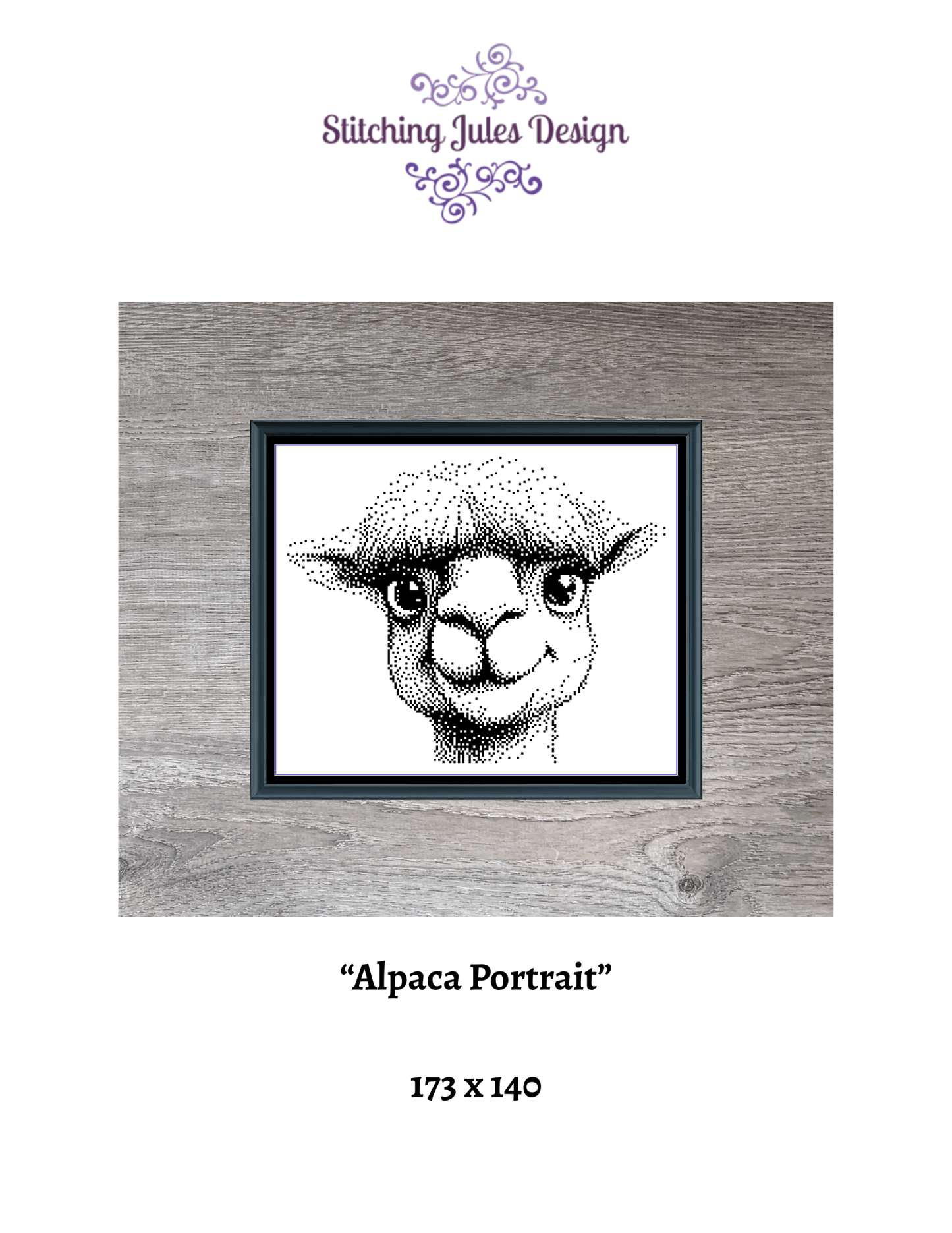 Stitching Jules Design Cross Stitch Pattern Alpaca Barnyard Animal Mini Monochrome Counted Cross-Stitch Pattern (Digital Download)