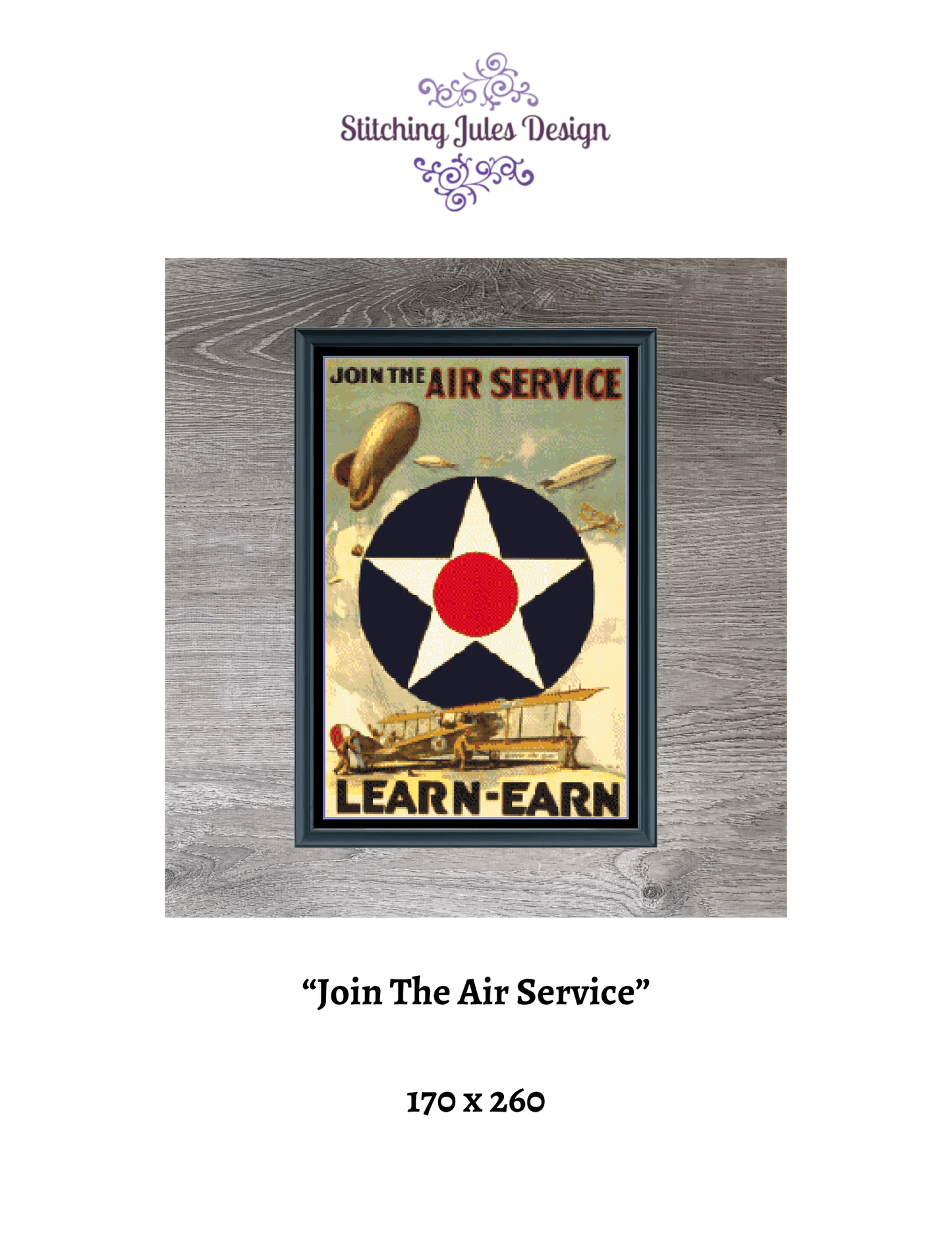 Stitching Jules Design Cross Stitch Pattern America Military Air Force Vintage War Poster Counted Cross Stitch Pattern Digital Download