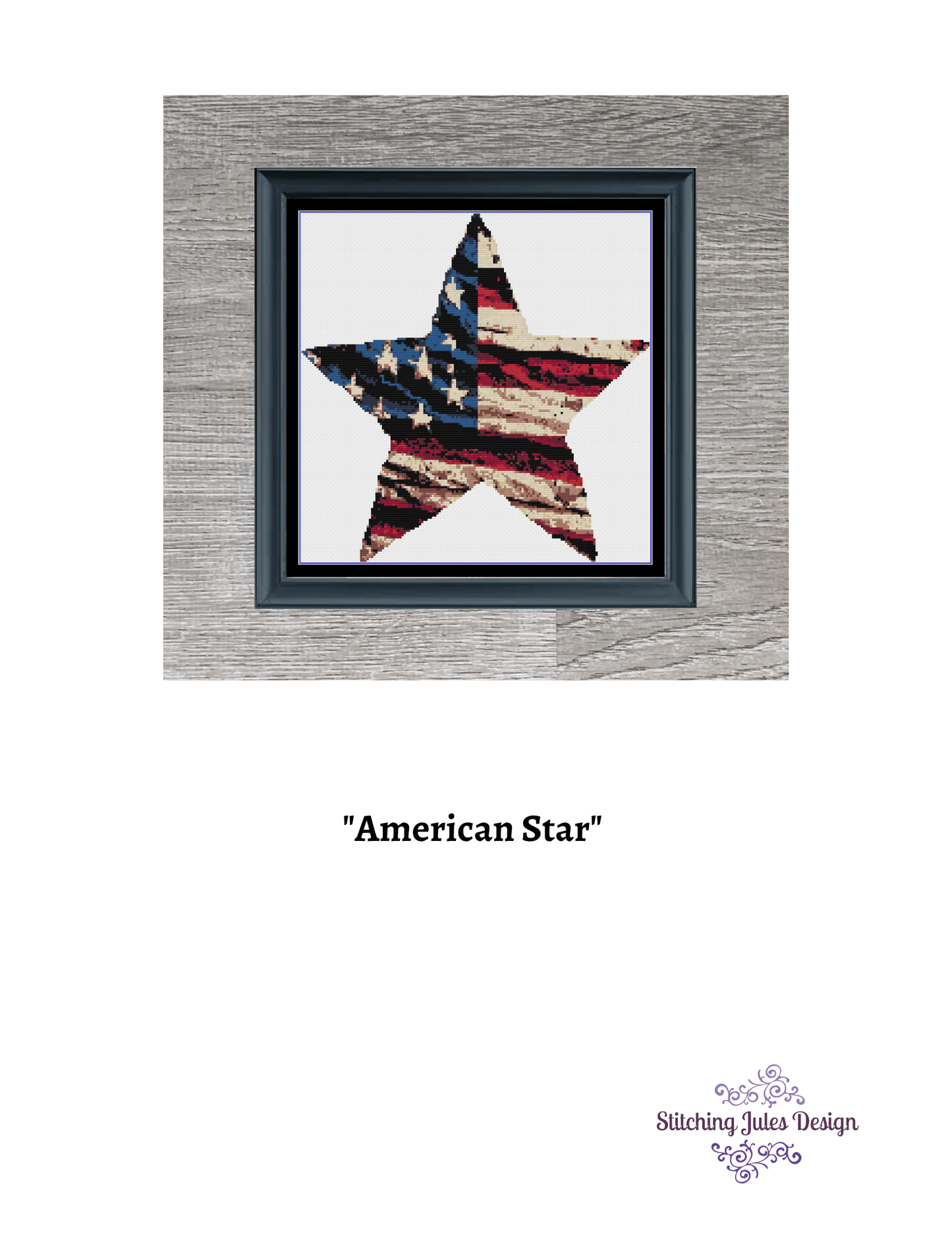 Stitching Jules Design Cross Stitch Pattern American Flag Star Cross Stitch Pattern | Instant PDF Download
