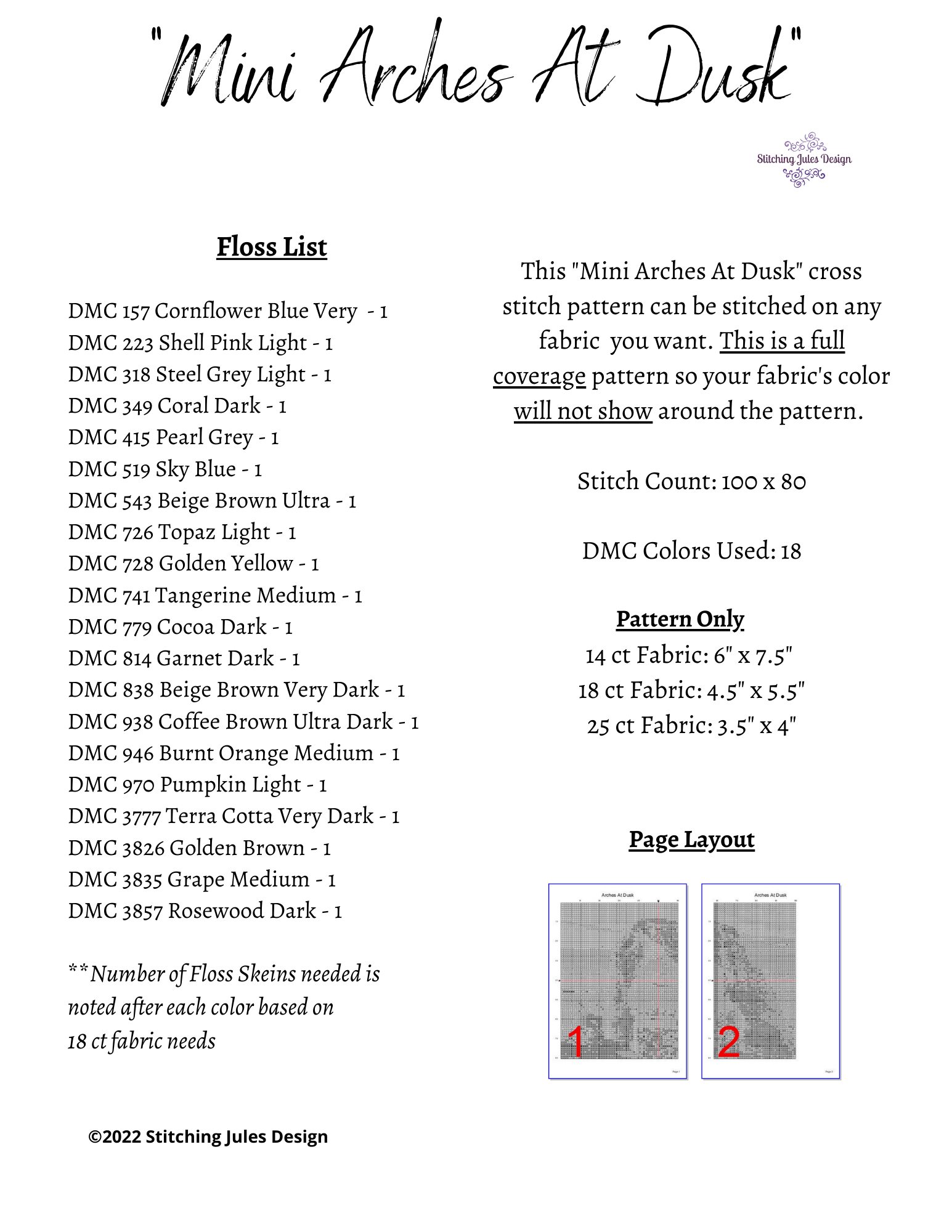 Stitching Jules Design Cross Stitch Pattern Arches National Park Cross Stitch Pattern | Utah Cross Stitch Pattern | Physical And Digital PDF Download Pattern Options