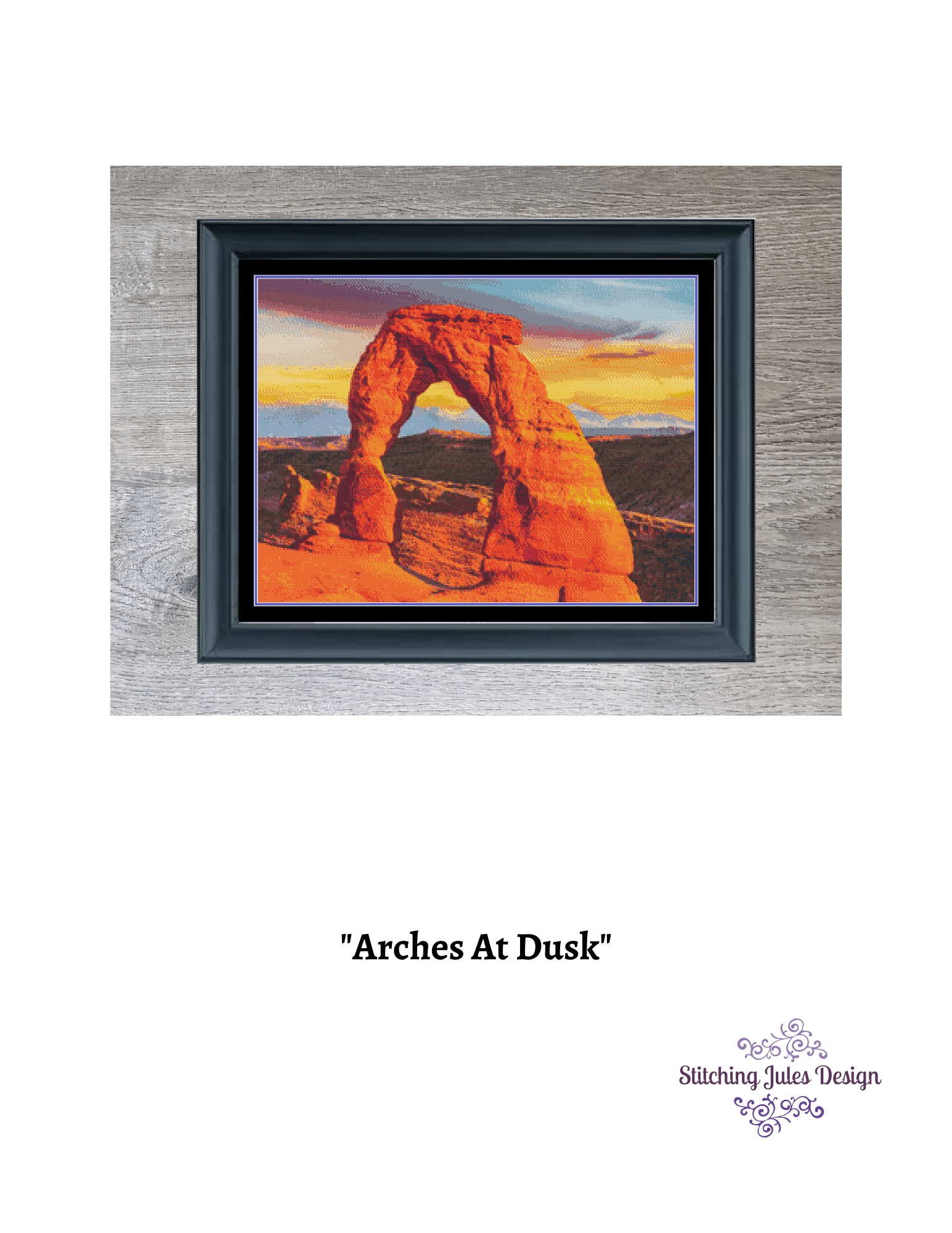 Stitching Jules Design Cross Stitch Pattern Arches National Park Utah Landscape Wilderness Cross Stitch Embroidery Needlepoint Pattern PDF Download - Ready For Pattern Keeper