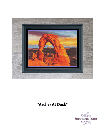 Stitching Jules Design Cross Stitch Pattern Arches National Park Utah Landscape Wilderness Cross Stitch Embroidery Needlepoint Pattern PDF Download - Ready For Pattern Keeper