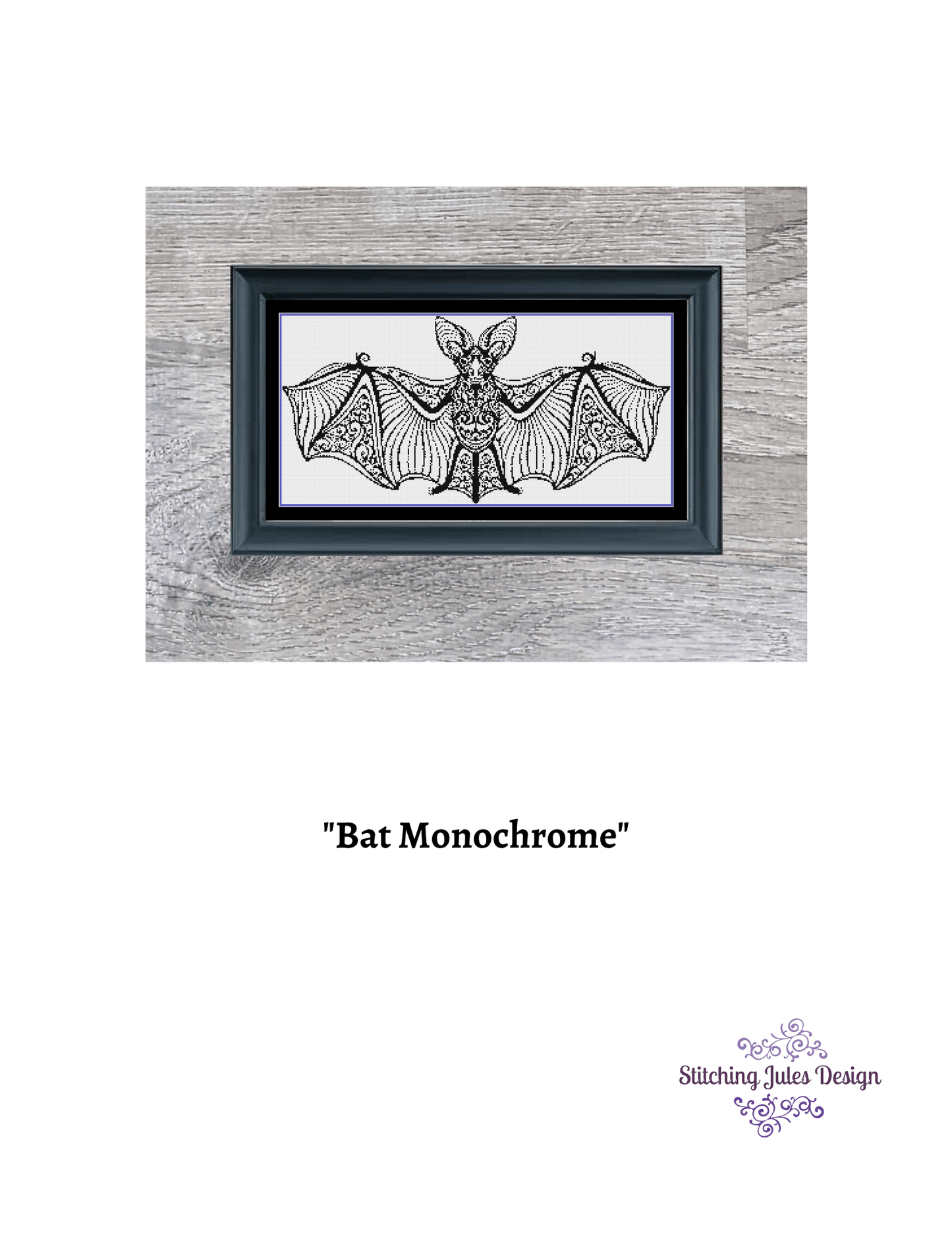Stitching Jules Design Cross Stitch Pattern Bat Cross Stitch Pattern | Halloween Cross stitch Pattern | Blackwork | Instant PDF Download