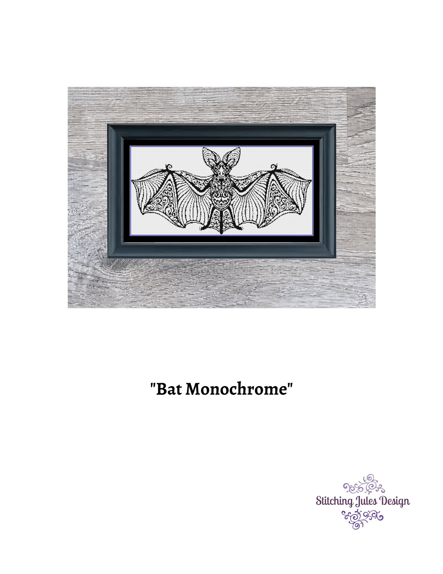 Stitching Jules Design Cross Stitch Pattern Bat Cross Stitch Pattern | Halloween Cross stitch Pattern | Blackwork | Instant PDF Download