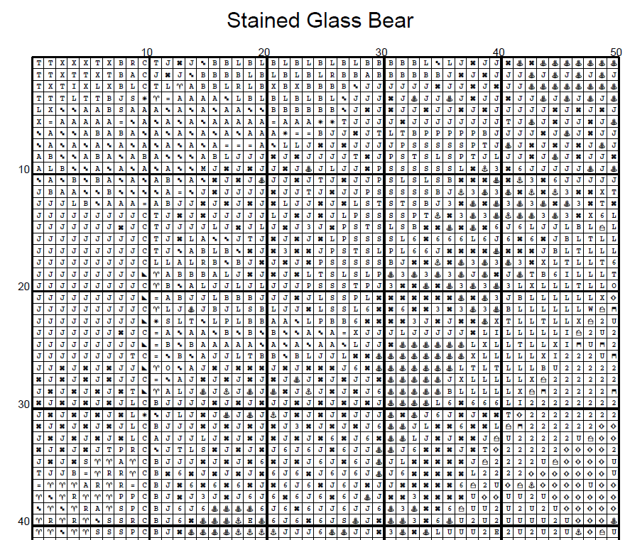 Stitching Jules Design Cross Stitch Pattern Bear Animal Wildlife Stained Glass Outdoors Mountains Landscape Full Coverage Counted Cross Stitch Pattern Digital Download