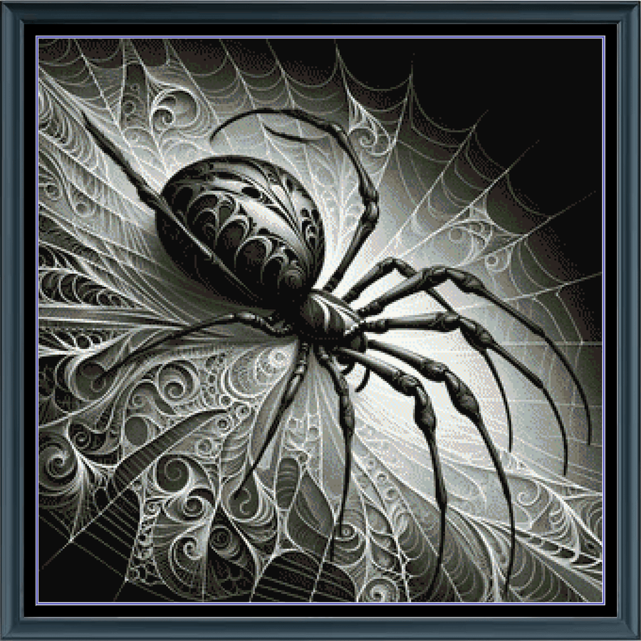 Stitching Jules Design Cross Stitch Pattern Black Widow Spider Scary Web Halloween Full Coverage Large Counted Cross Stitch Pattern Digital Download