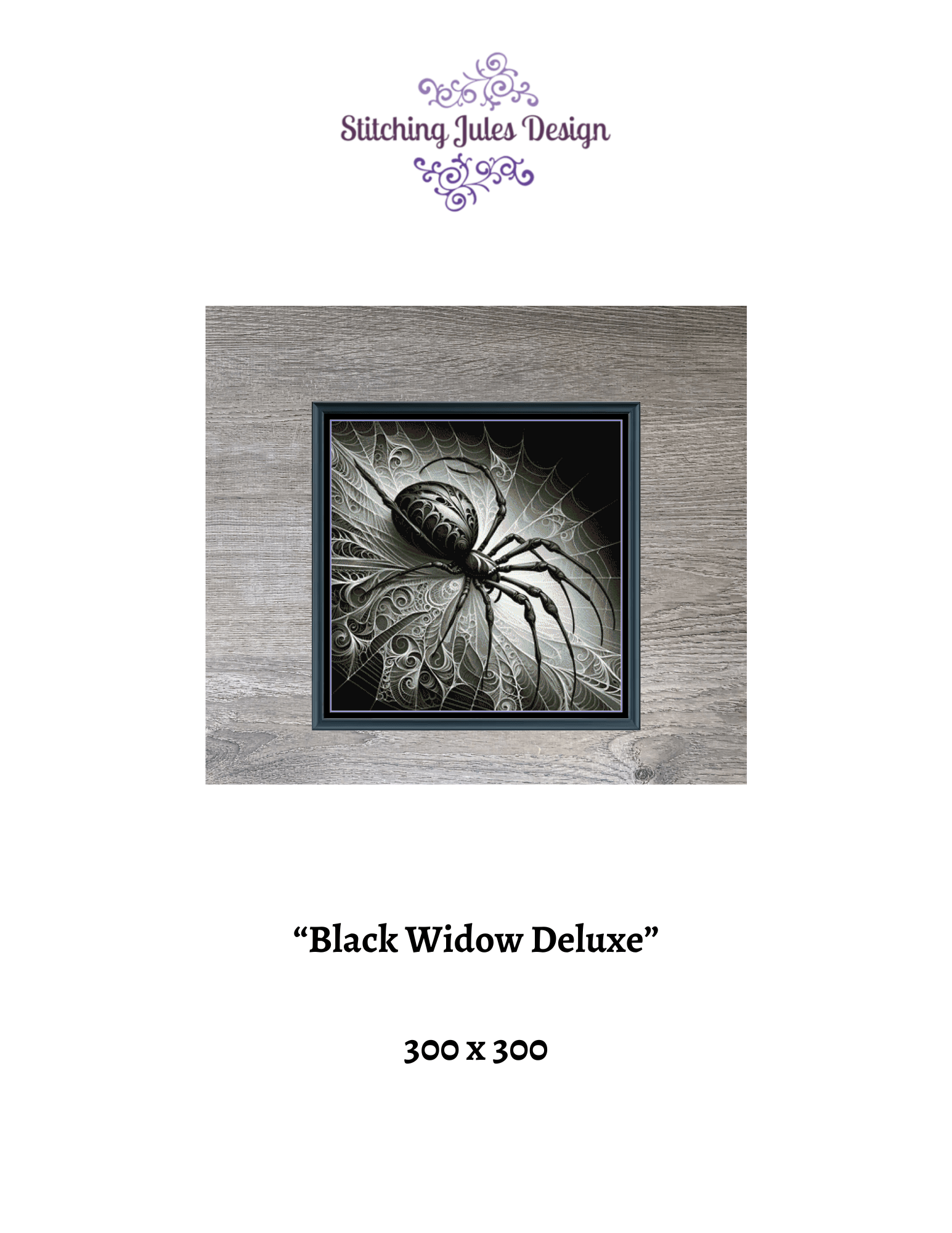Stitching Jules Design Cross Stitch Pattern Black Widow Spider Scary Web Halloween Full Coverage Large Counted Cross Stitch Pattern Digital Download
