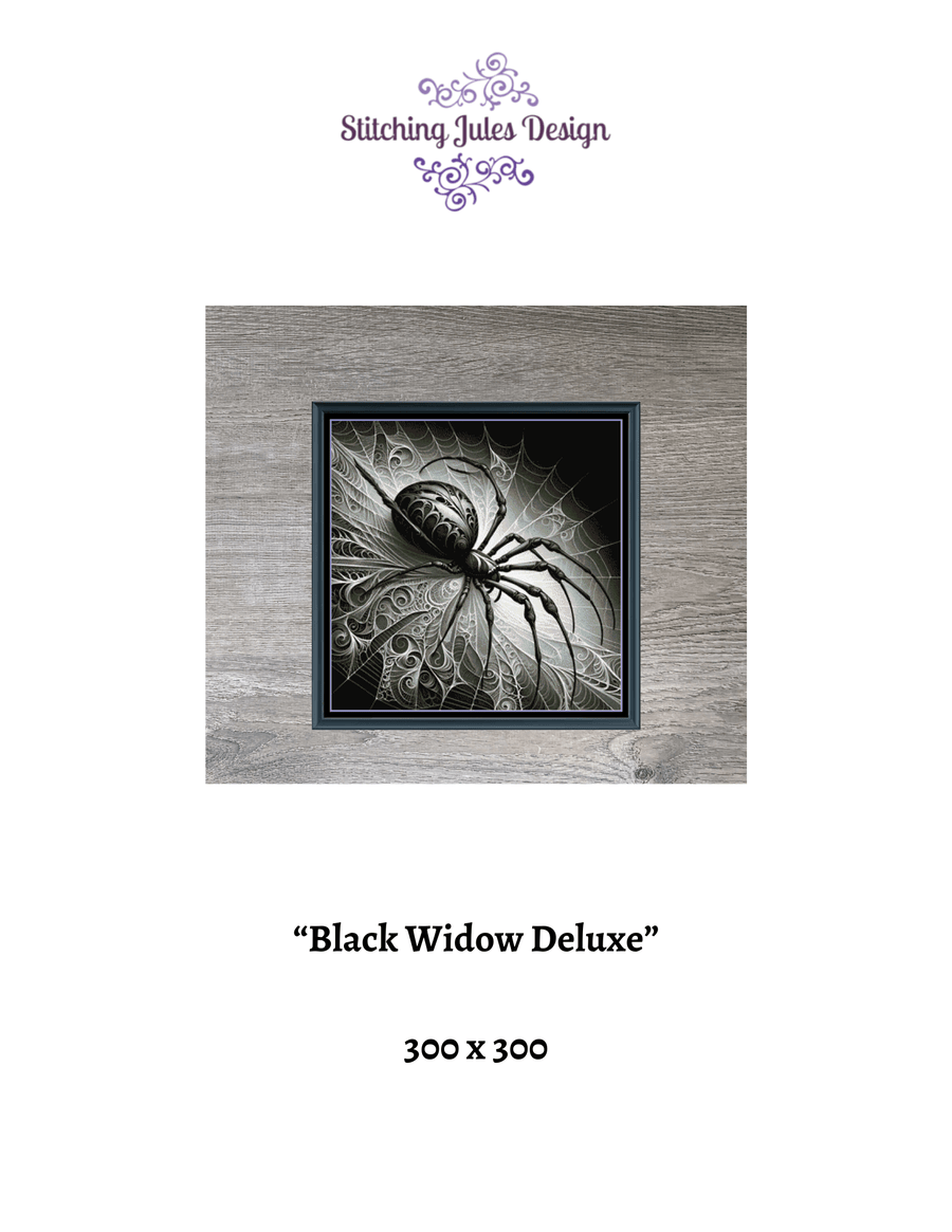 Stitching Jules Design Cross Stitch Pattern Black Widow Spider Scary Web Halloween Full Coverage Large Counted Cross Stitch Pattern Digital Download