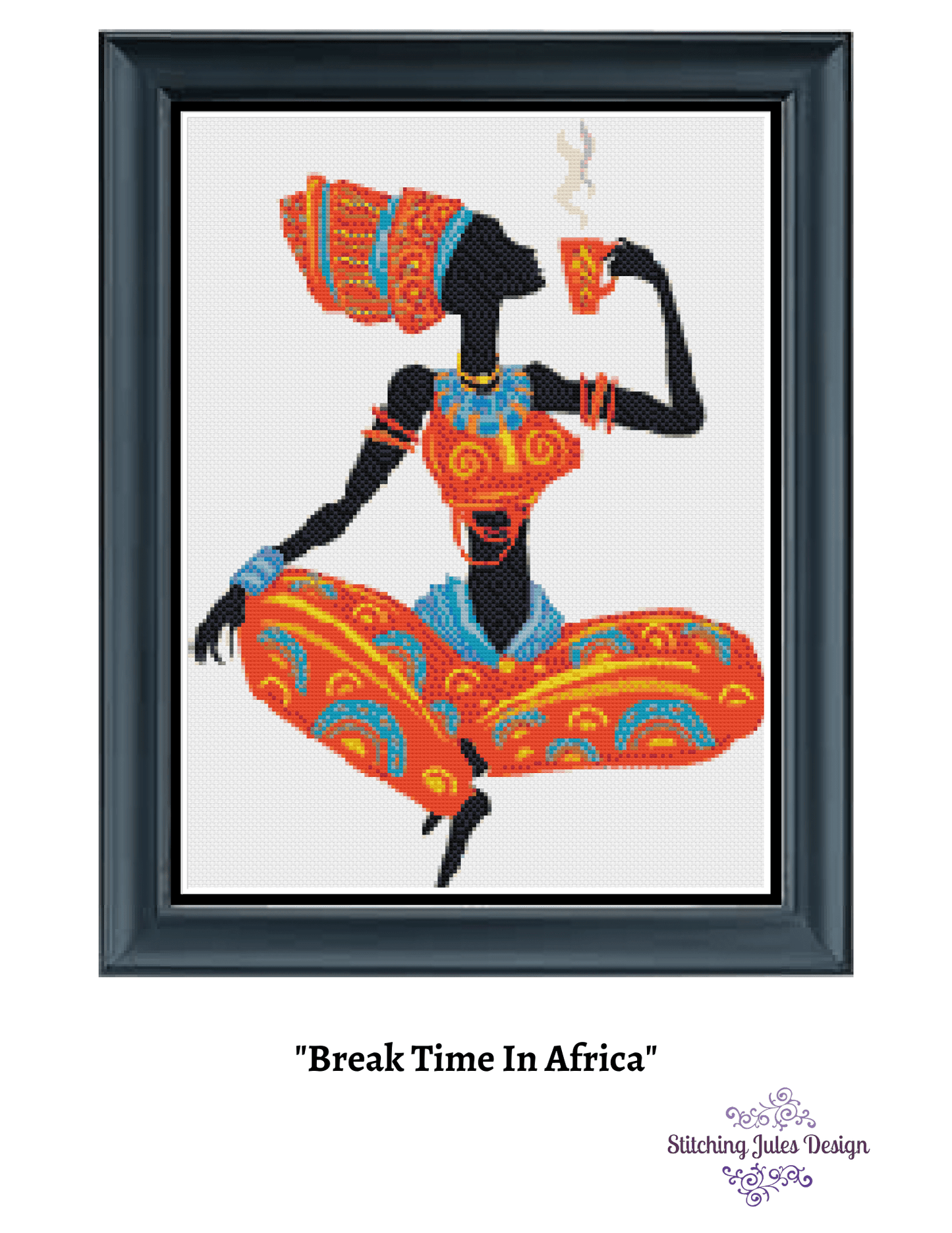 Stitching Jules Design Cross Stitch Pattern Break Time In Africa Embroidery Needlepoint Pattern PDF Download