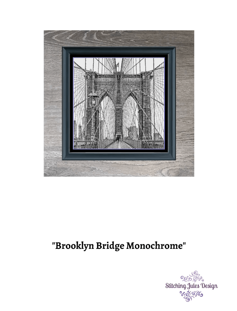 Stitching Jules Design Cross Stitch Pattern Brooklyn Bridge Cross Stitch Pattern | NYC Cross Stitch Pattern | Blackwork Cross Stitch Pattern | Instant PDF Download