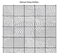 Thumbnail for Stitching Jules Design Cross Stitch Pattern Buffalo Bison American West Mountain Landscape Stained Glass Full Coverage Counted Cross Stitch Pattern