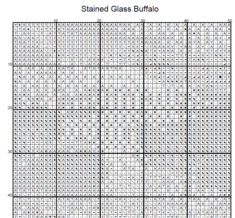 Stitching Jules Design Cross Stitch Pattern Buffalo Bison American West Mountain Landscape Stained Glass Full Coverage Counted Cross Stitch Pattern