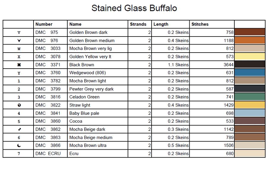Stitching Jules Design Cross Stitch Pattern Buffalo Bison American West Mountain Landscape Stained Glass Full Coverage Counted Cross Stitch Pattern