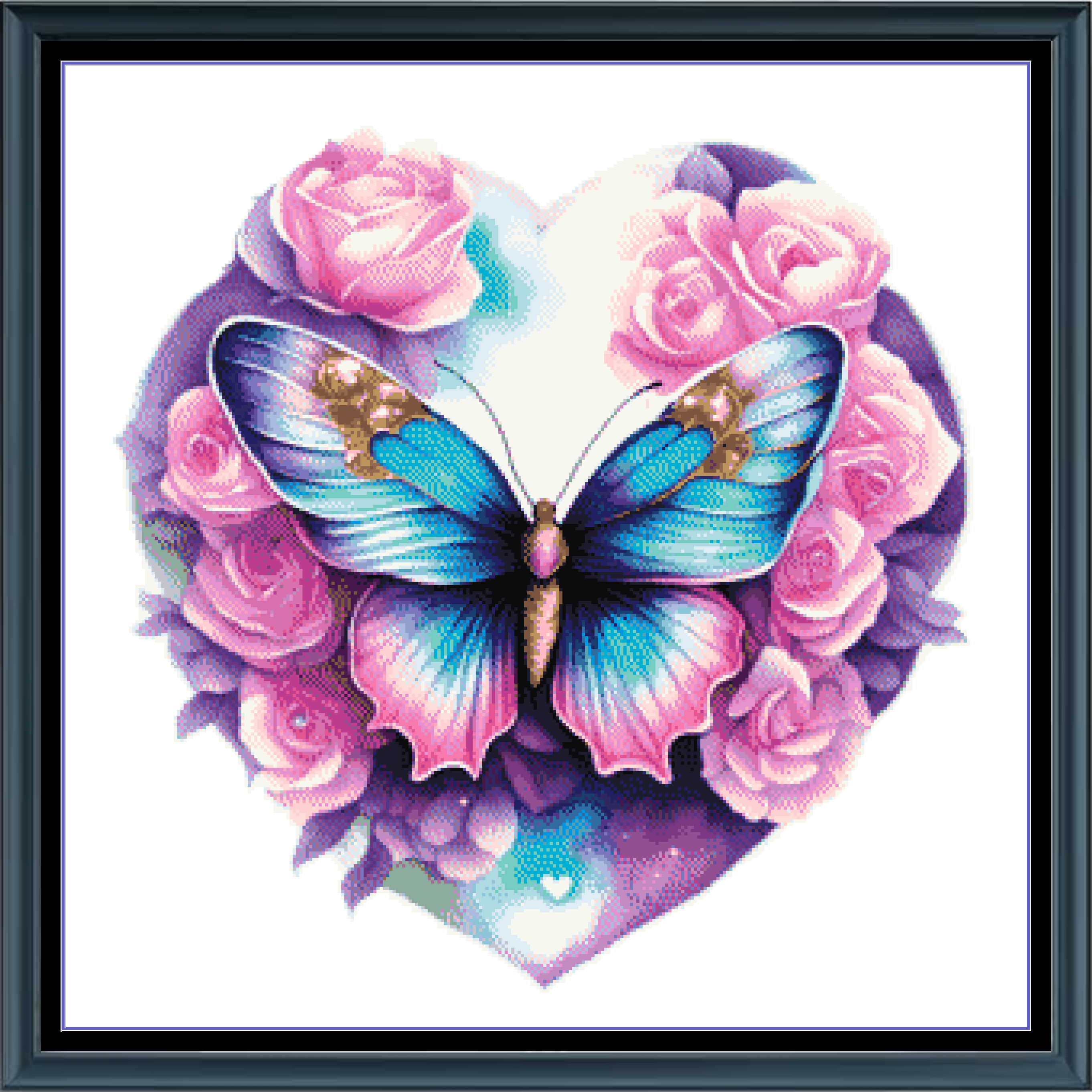 Stitching Jules Design Cross Stitch Pattern Butterfly Heart Spring Flowers Counted Cross Stitch Pattern Digital Download