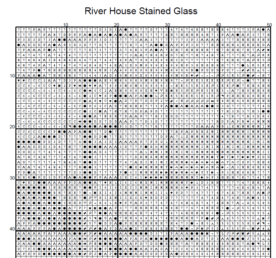 Stitching Jules Design Cross Stitch Pattern Cabin House River Stained Glass Full Coverage Counted Cross Stitch Pattern Digital Download