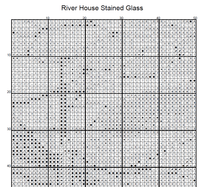Thumbnail for Stitching Jules Design Cross Stitch Pattern Cabin House River Stained Glass Full Coverage Counted Cross Stitch Pattern Digital Download