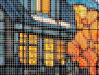 Thumbnail for Stitching Jules Design Cross Stitch Pattern Cabin House River Stained Glass Full Coverage Counted Cross Stitch Pattern Digital Download