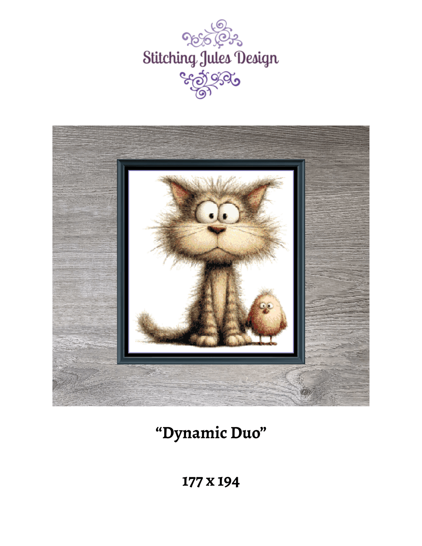 Stitching Jules Design Cross Stitch Pattern Cat Chicken Animal Funny Counted Cross-Stitch Pattern (Digital Download)