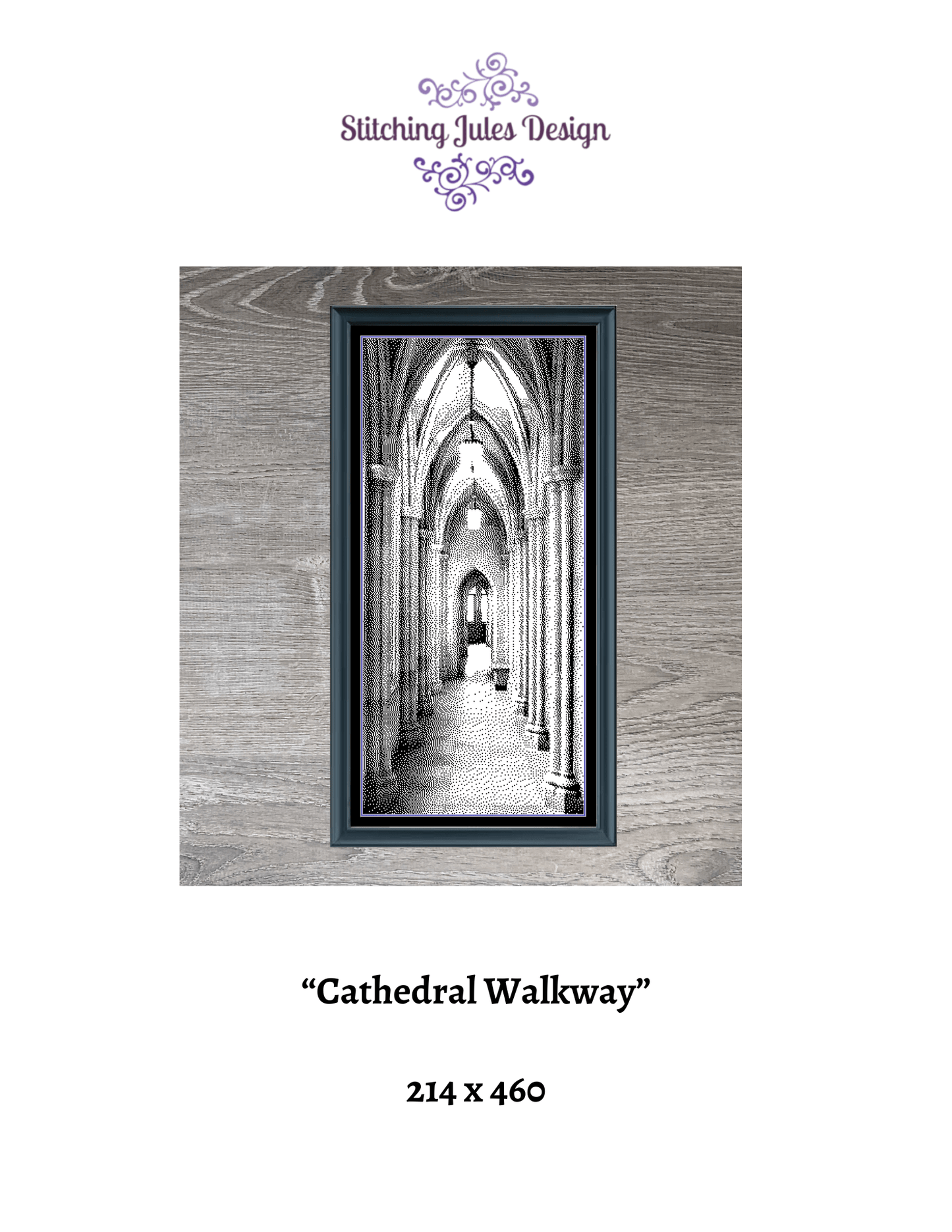 Stitching Jules Design Cross Stitch Pattern Cathedral Hallway European Church Architecture Large Modern Monochrome Counted Cross Stitch Pattern Digital Download