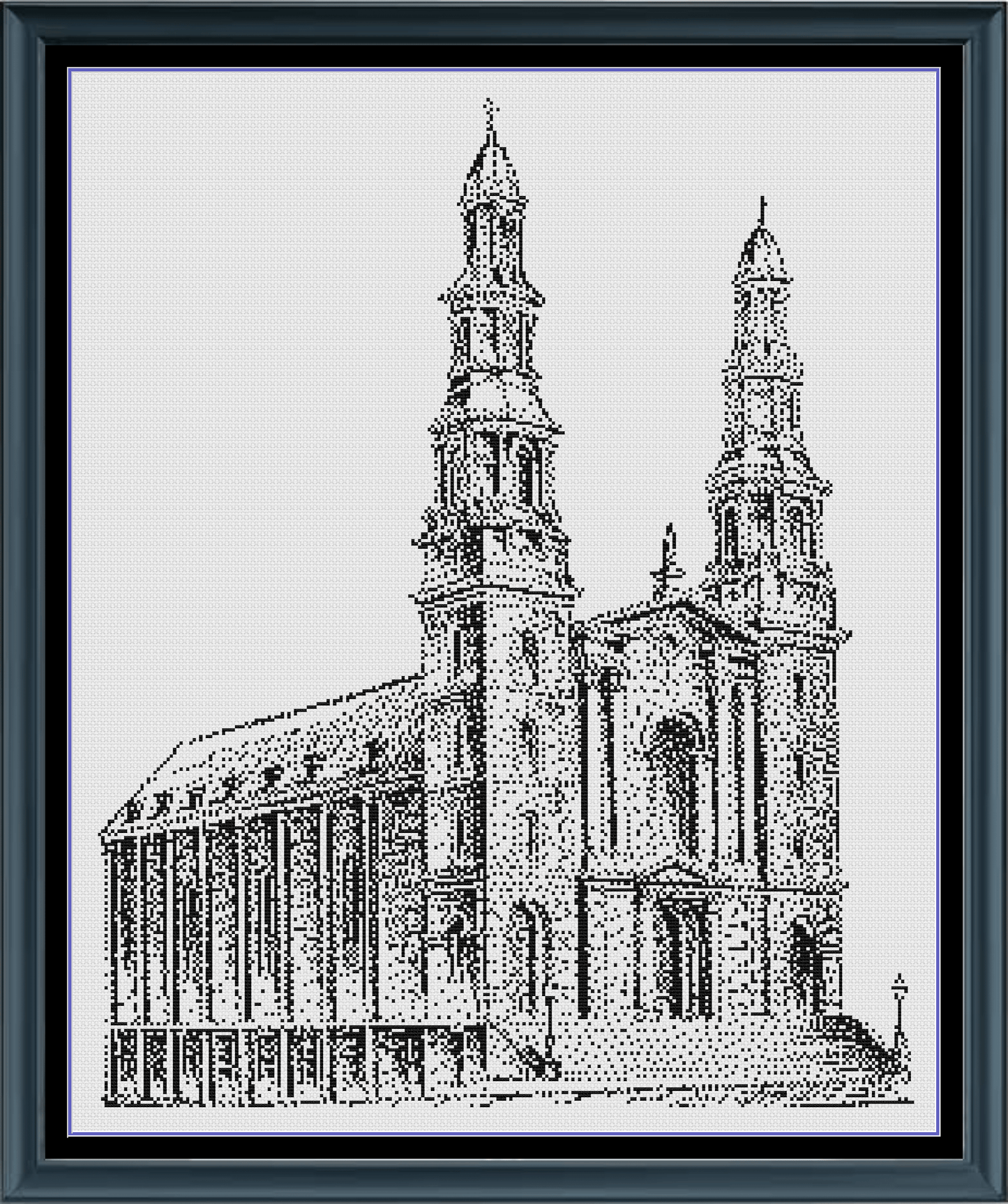 Stitching Jules Design Cross Stitch Pattern Church Cathedral Drawing Sketch Monochrome Counted Cross-Stitch Pattern (Digital Download)