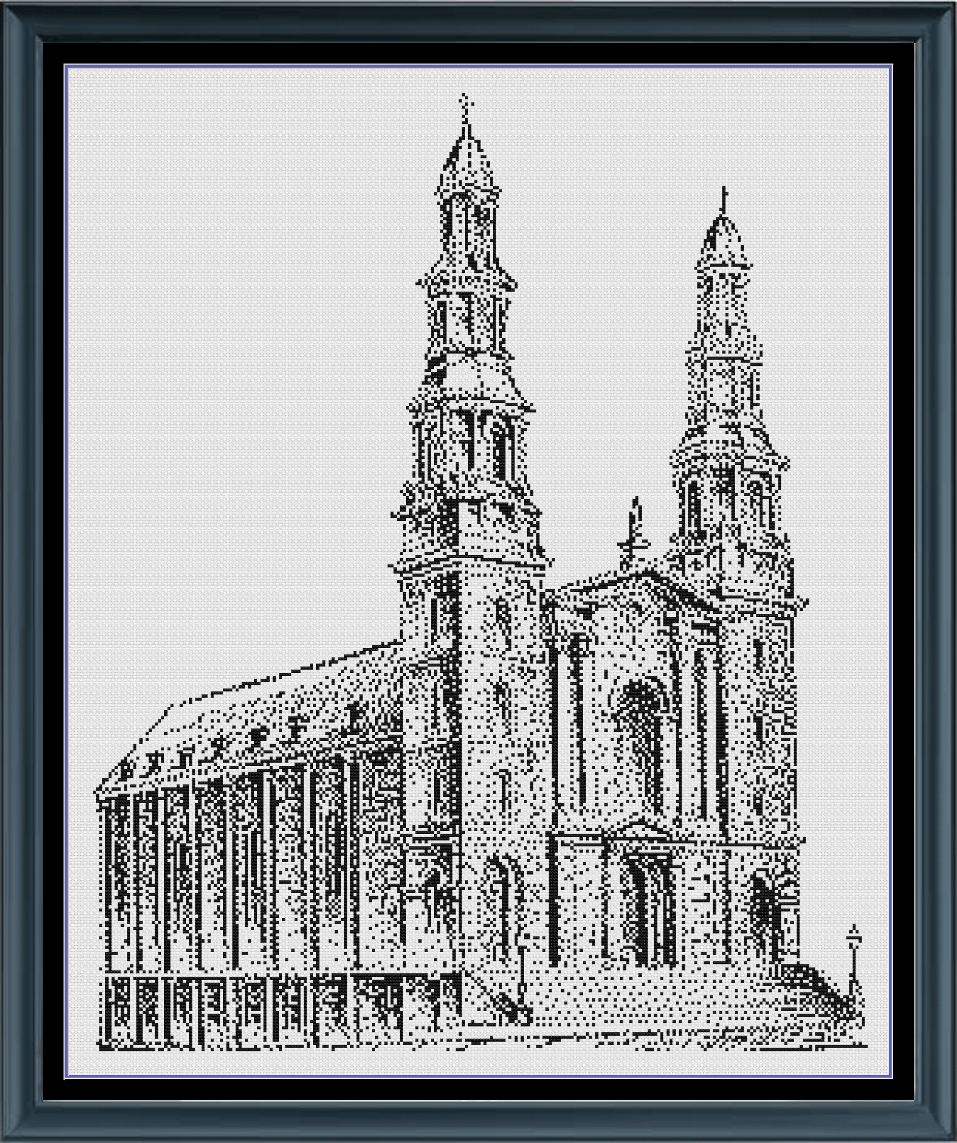 Stitching Jules Design Cross Stitch Pattern Church Cathedral Drawing Sketch Monochrome Counted Cross-Stitch Pattern (Digital Download)