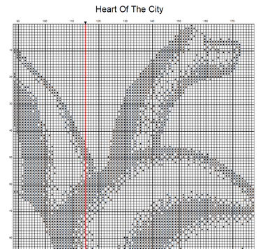 Stitching Jules Design Cross Stitch Pattern City Heart Map Monochrome Counted Cross Stitch Pattern (Digital Download)