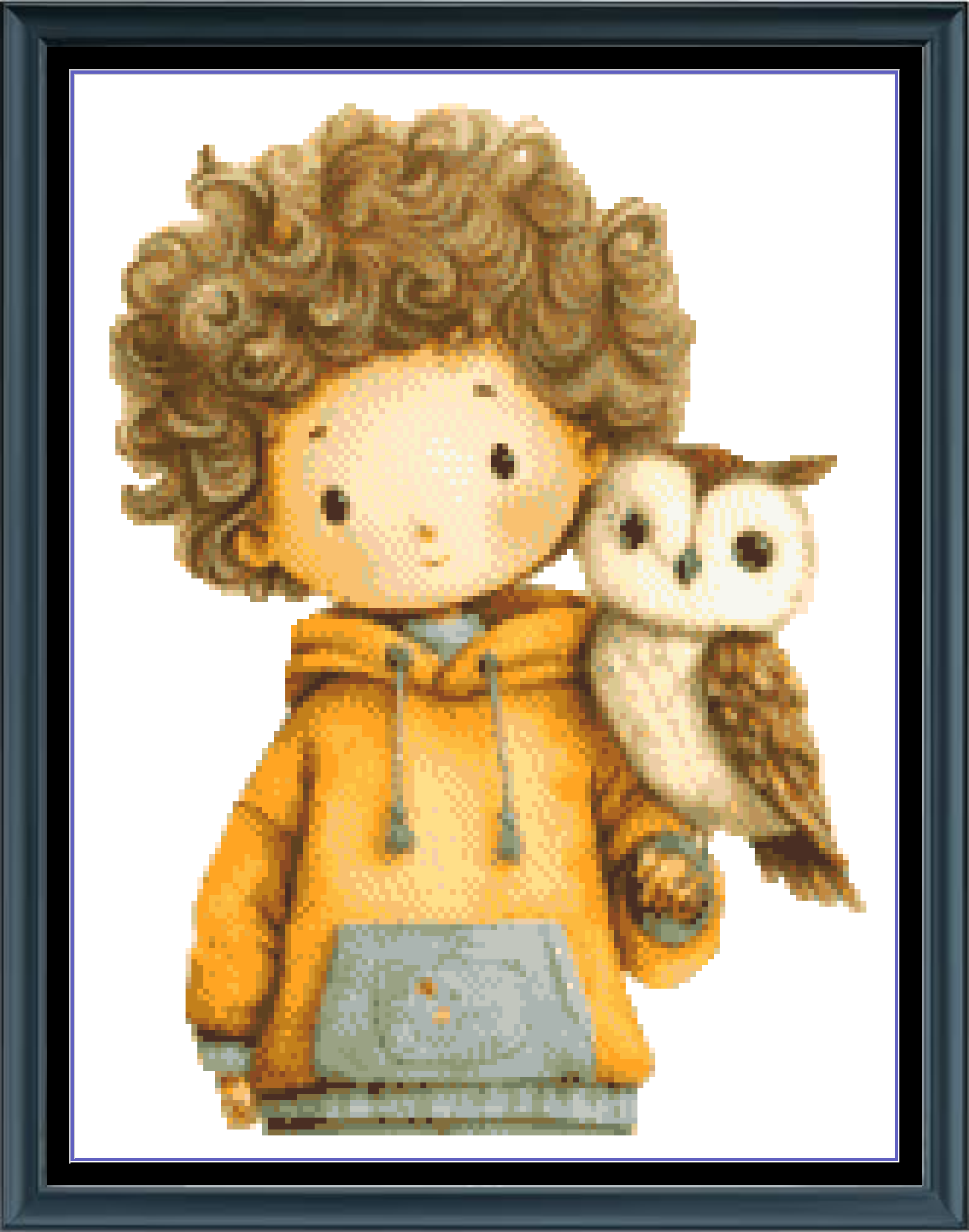 Stitching Jules Design Cross Stitch Pattern Country Boy Owl Folksy Counted Cross-Stitch Pattern (Digital Download)
