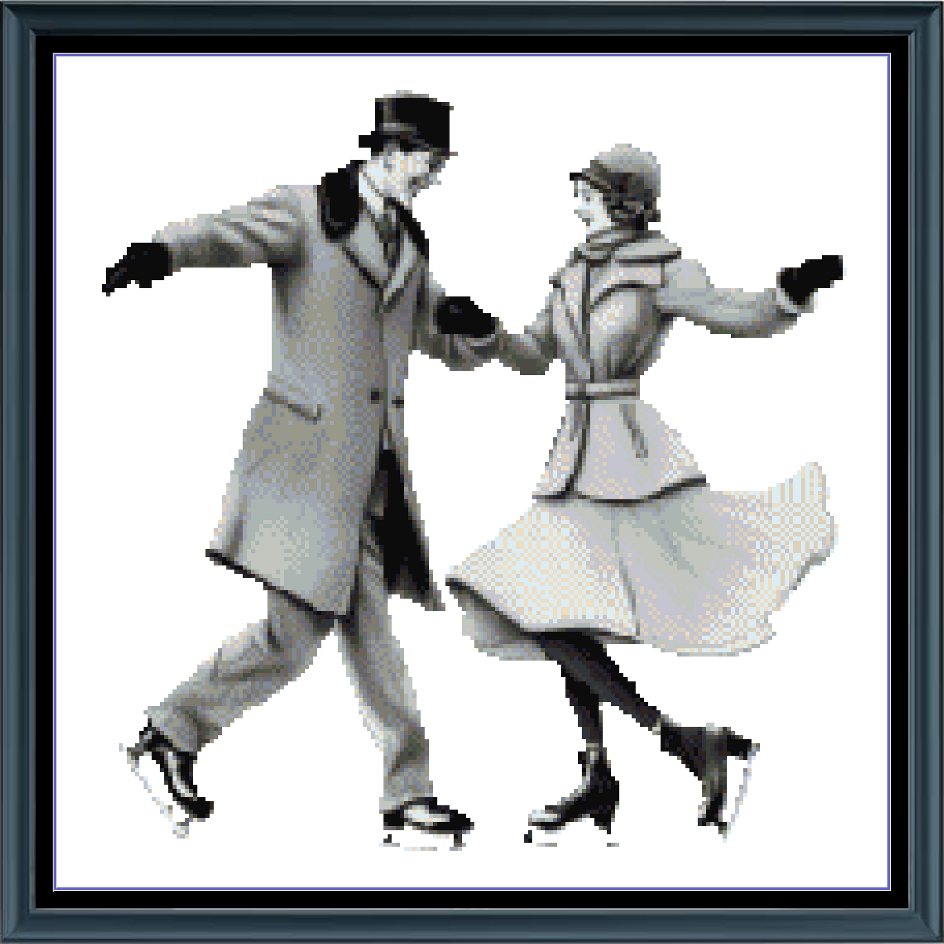 Stitching Jules Design Cross Stitch Pattern Couple Skating Romantic  Vintage Counted Cross Stitch Pattern Digital Download