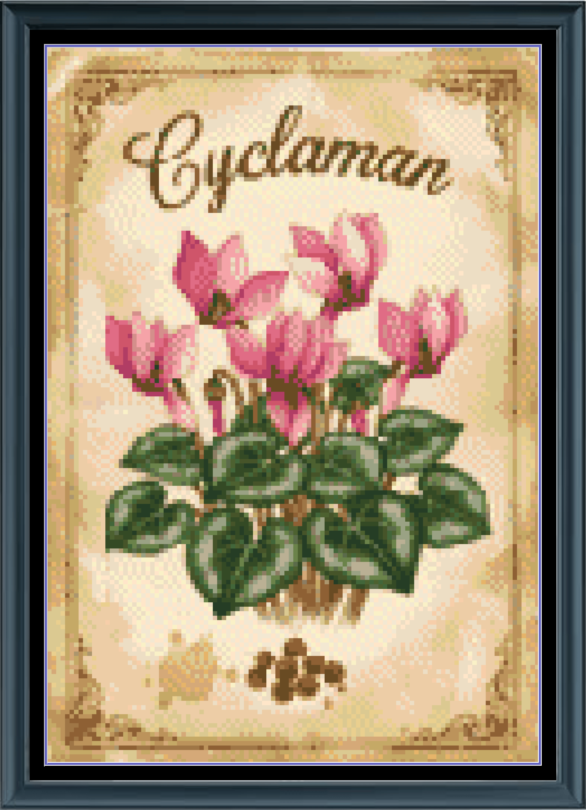 Stitching Jules Design Cross Stitch Pattern Cyclaman Winter Flower Full Coverage Counted Cross-Stitch Pattern (Digital Download)