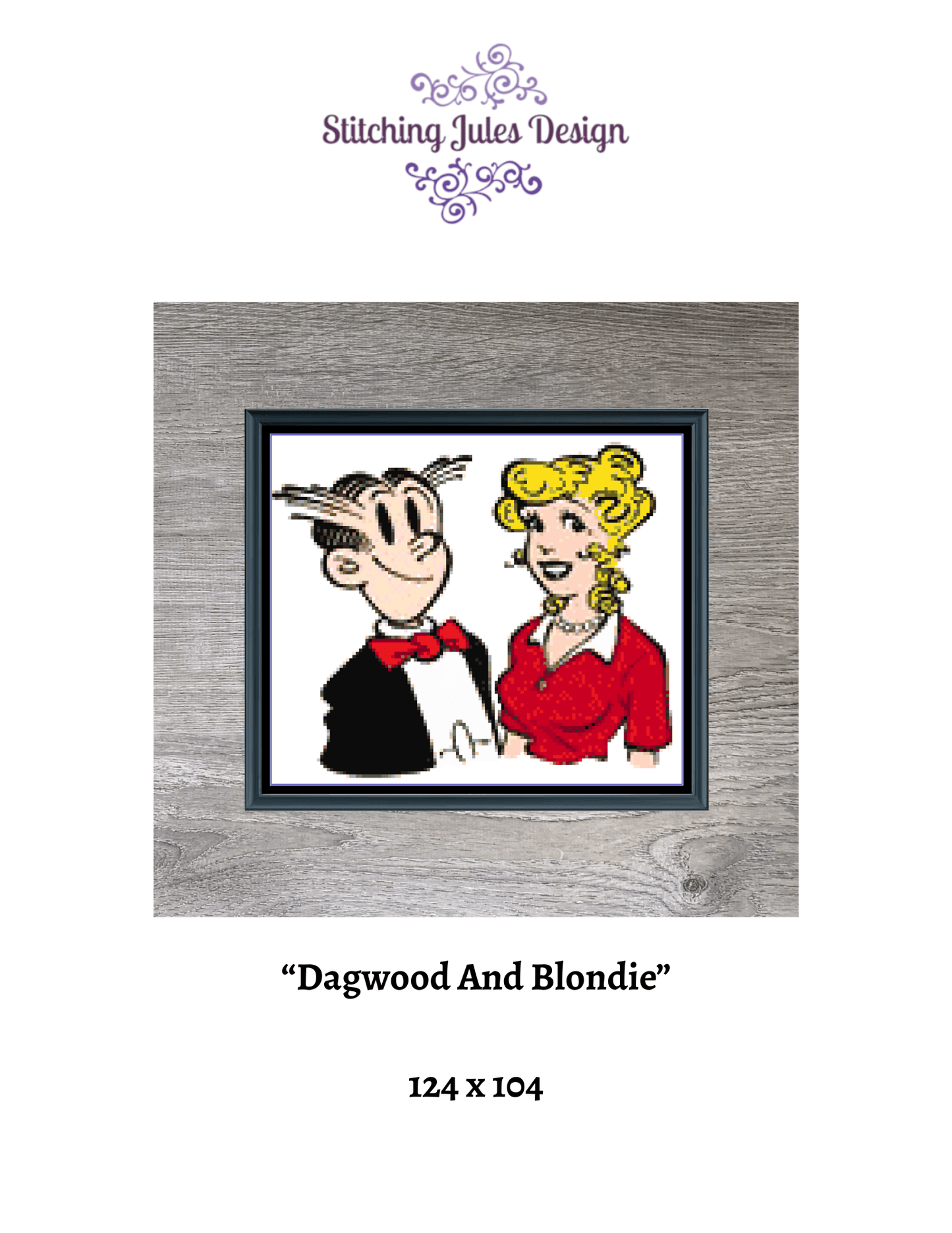 Stitching Jules Design Cross Stitch Pattern Dagwood Blondie Vintage Cartoon Counted Cross-Stitch Pattern (Digital Download)