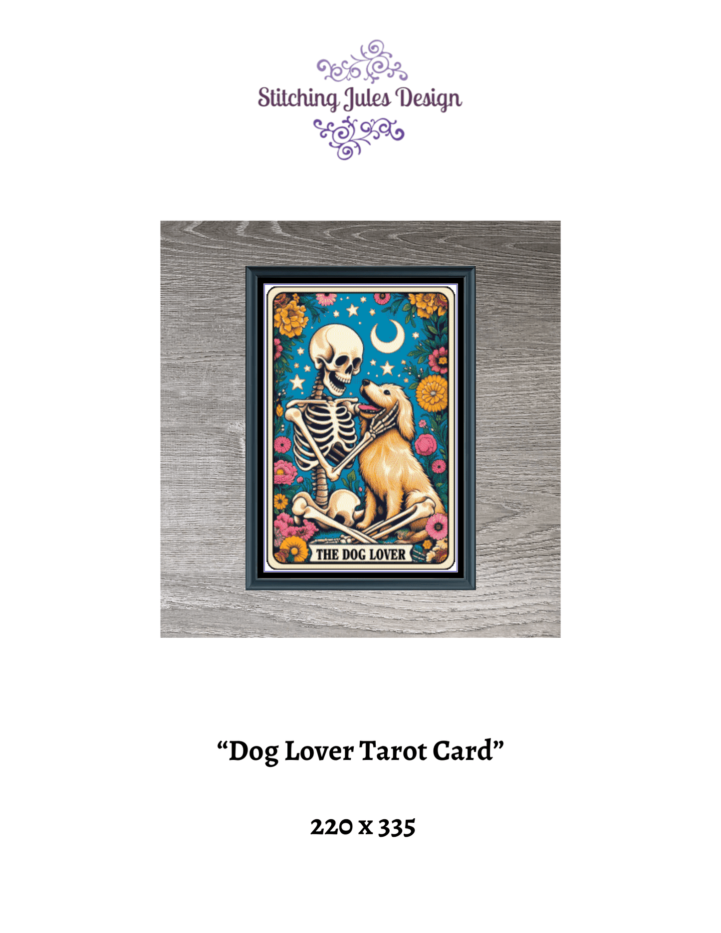 Stitching Jules Design Cross Stitch Pattern Dog Lover Pet Tarot Card Funny Counted Cross Stitch Pattern Digital Download