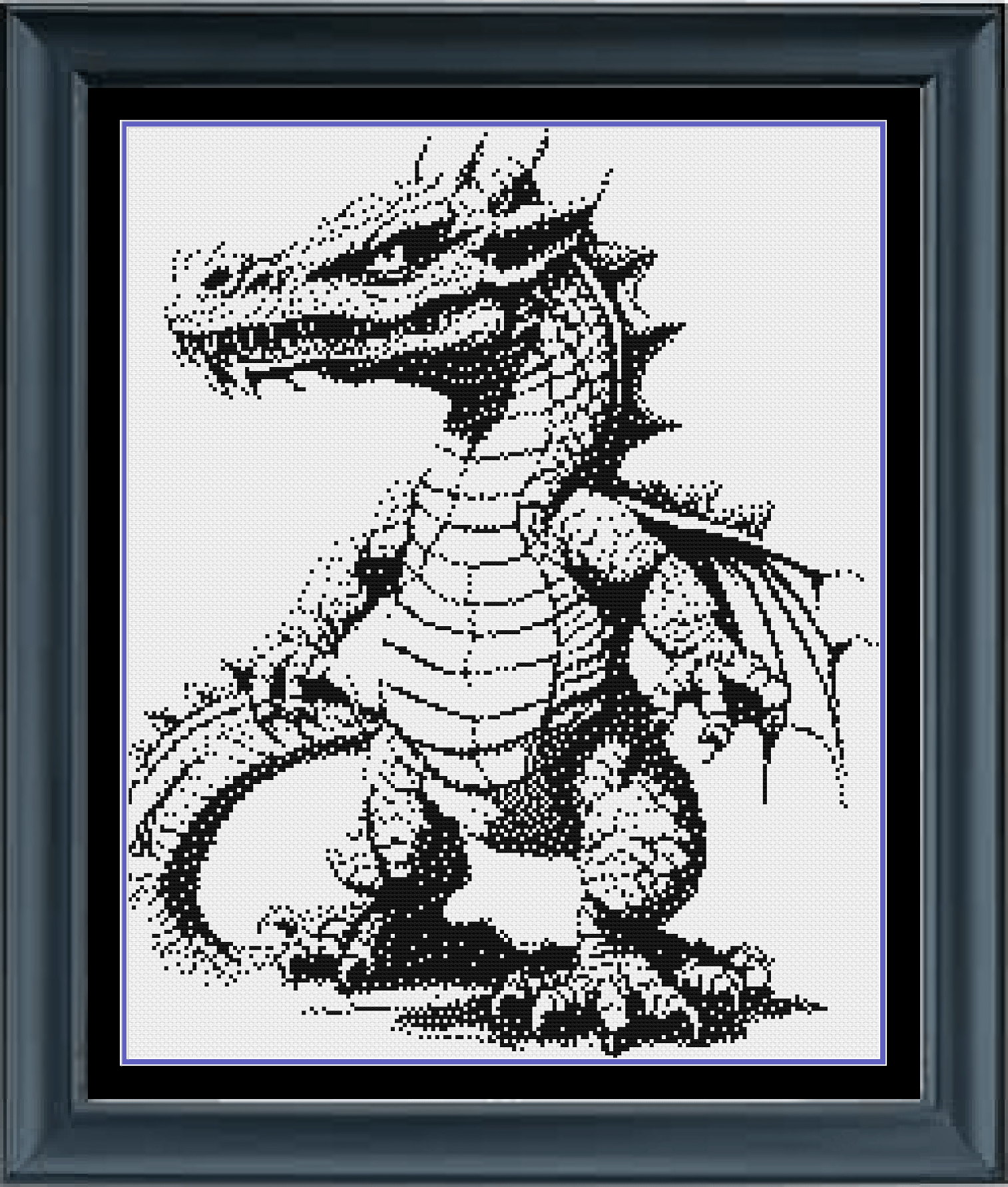 Stitching Jules Design Cross Stitch Pattern Dragon Fantasy Cross-Stitch Pattern | Monochrome Blackwork | Instant Download PDF