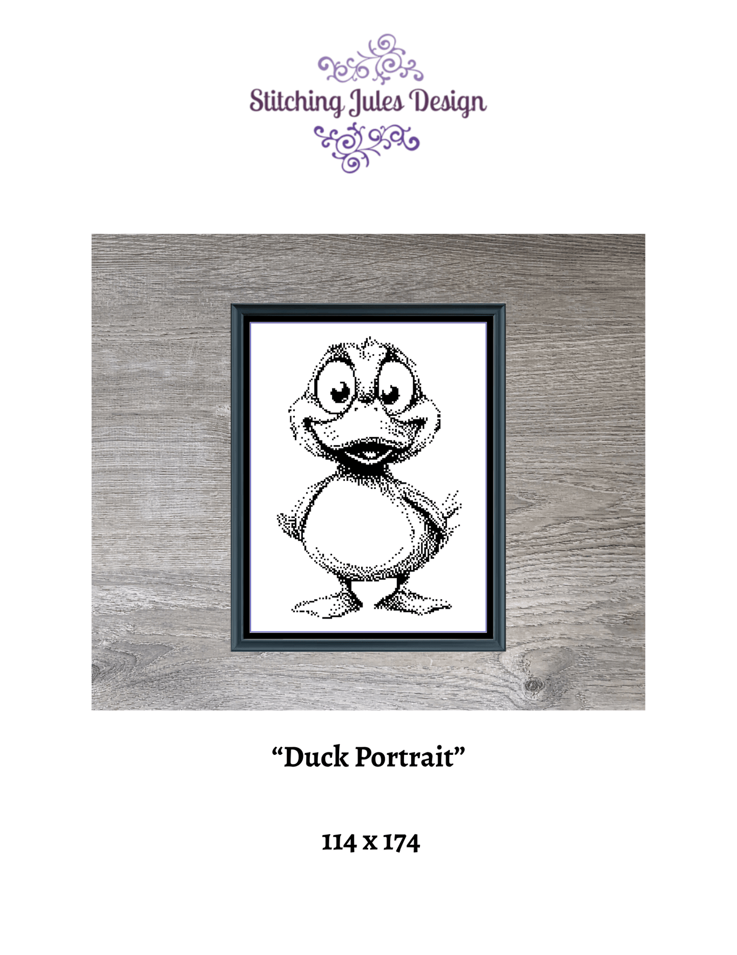 Stitching Jules Design Cross Stitch Pattern Duck Duckling Farm Animal Mini Monochrome Counted Cross-Stitch Pattern (Digital Download)