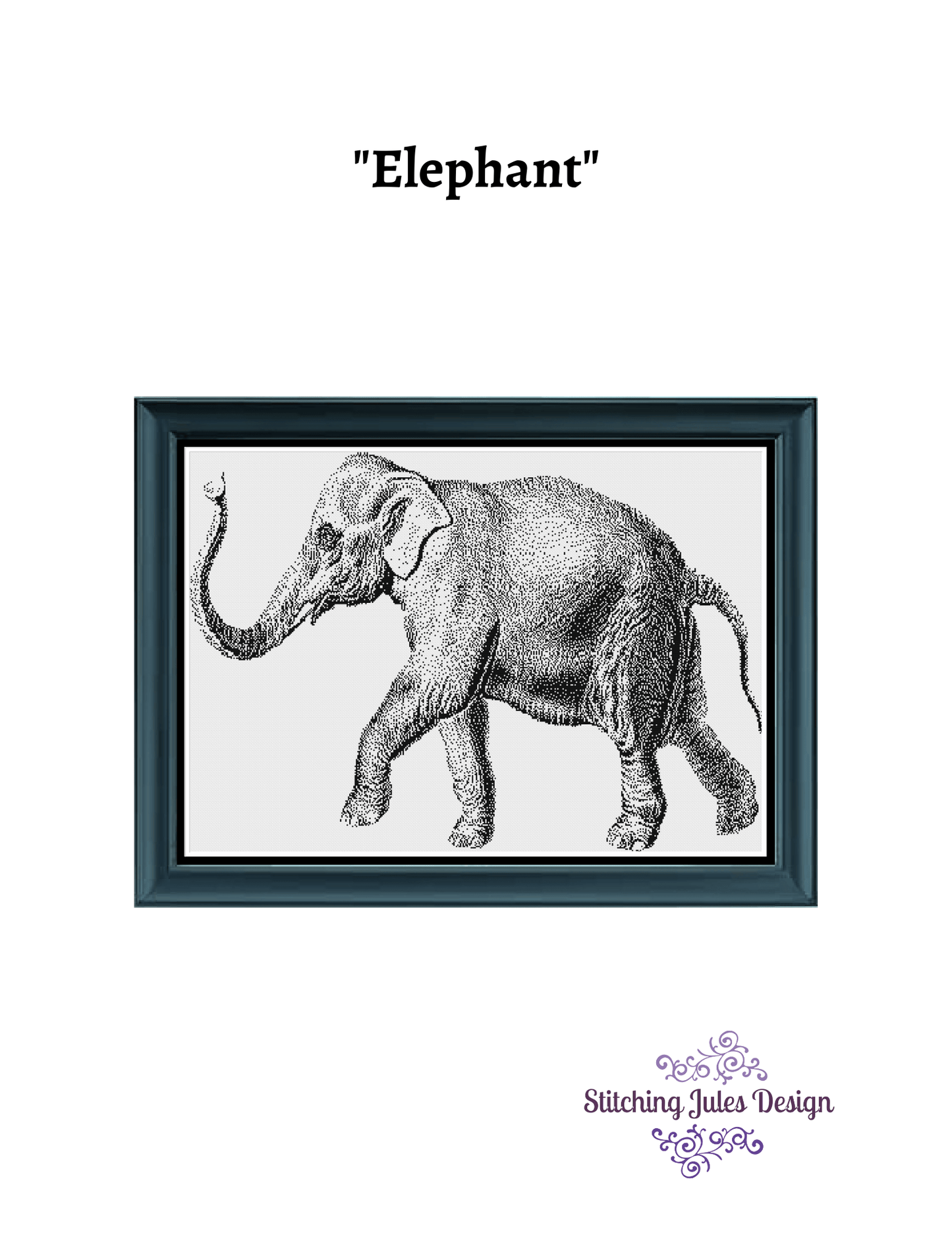 Stitching Jules Design Cross Stitch Pattern Elephant Animal Wildlife Nature Cross Stitch Pattern | PDF Instant Digital Download