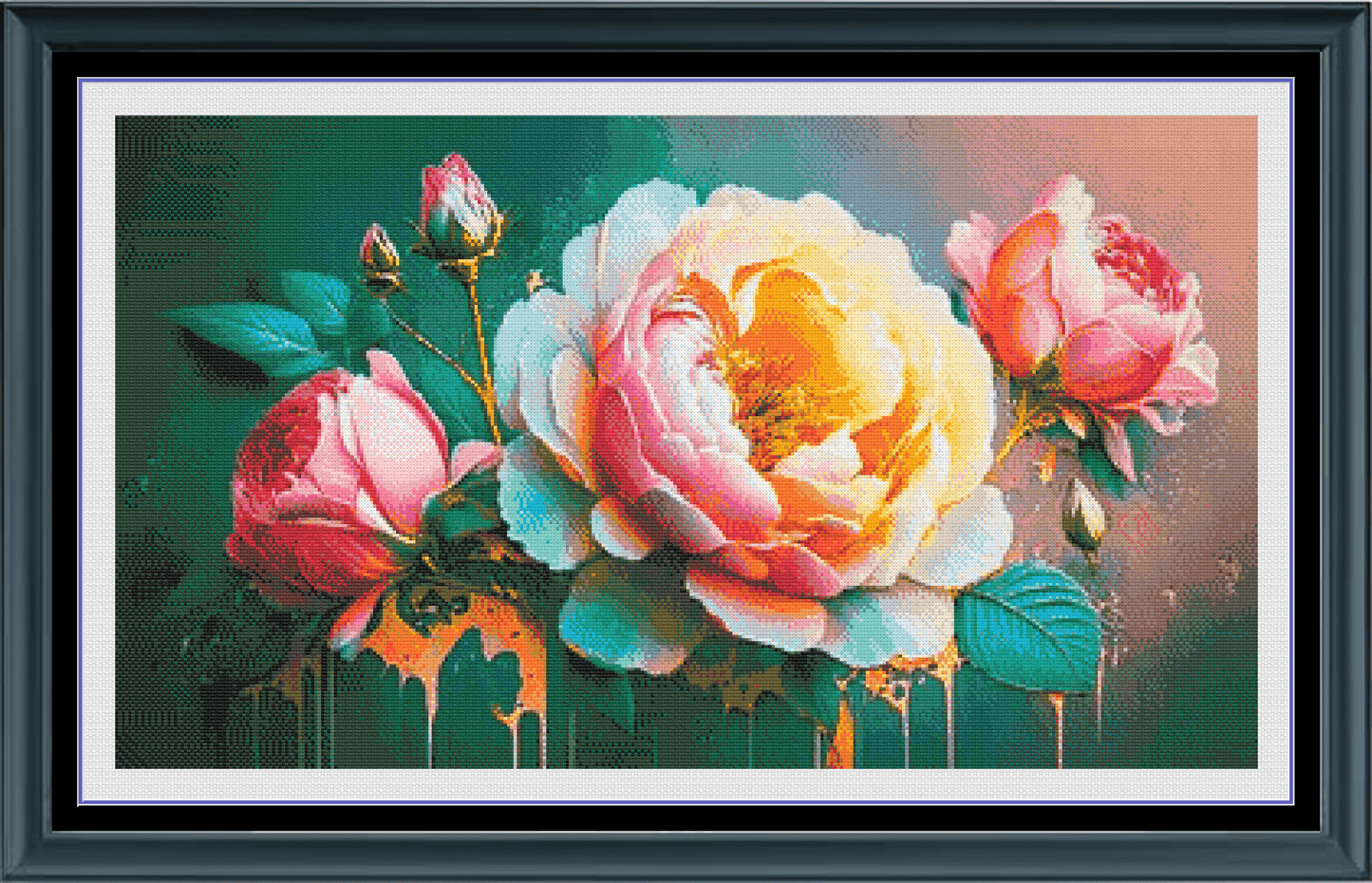 Stitching Jules Design Cross Stitch Pattern Flower Painting Floral Large Full Coverage Counted Cross-Stitch Pattern (Digital Download)