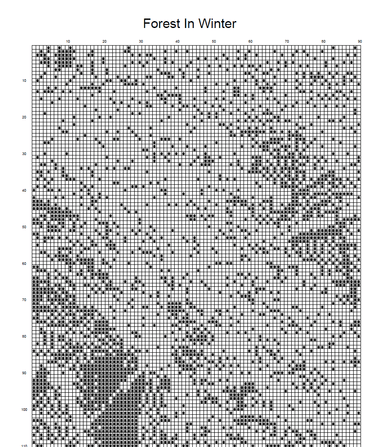 Stitching Jules Design Cross Stitch Pattern Forest Winter Trees Blizzard Landscape Monochrome Black White Counted Cross Stitch Pattern PDF Digital Download Pattern Keeper Ready