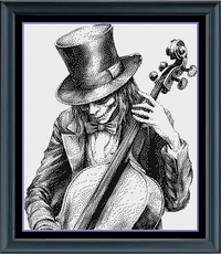 Thumbnail for Stitching Jules Design Cross Stitch Pattern Ghost Cellist Halloween Music Counted Cross Stitch Pattern | Monochrome Blackwork | Instant Download PDF