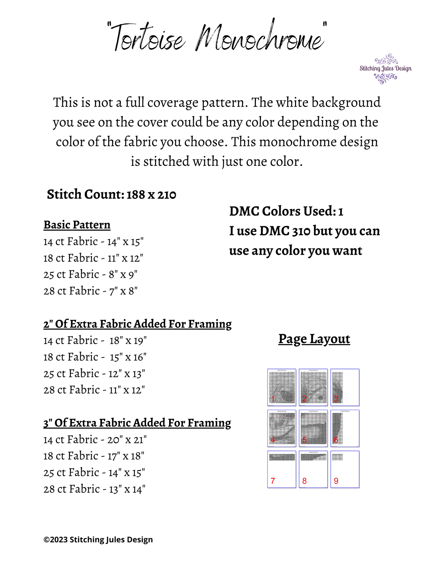 Stitching Jules Design Cross Stitch Pattern Giant Tortoise Head Cross-Stitch Pattern Instant PDF Download