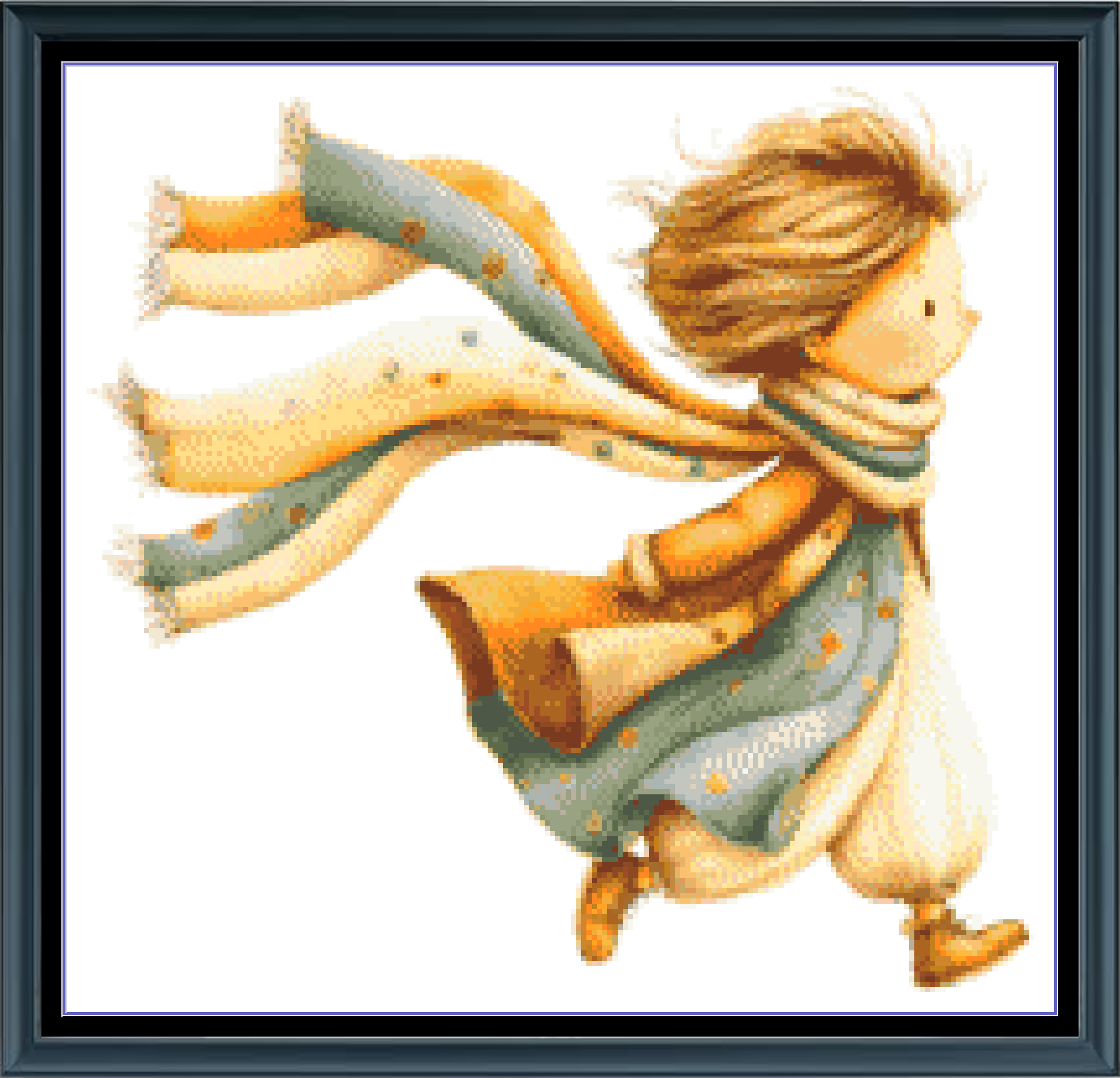 Stitching Jules Design Cross Stitch Pattern Girl Running Autumn Fall Mini Counted Cross-Stitch Pattern (Digital Download)