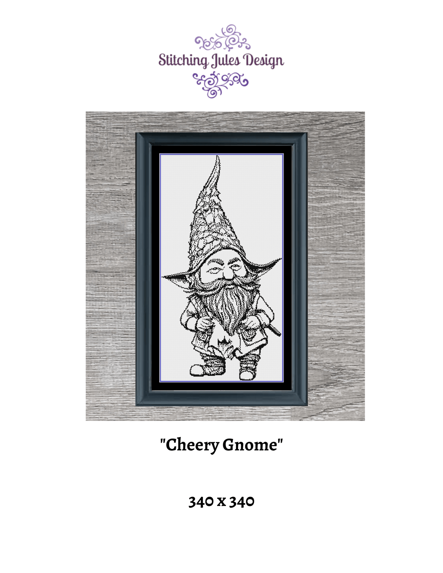 Stitching Jules Design Cross Stitch Pattern Gnome Dwarf Fantasy Cross Stitch Pattern | Monochrome Blackwork | Instant Download PDF