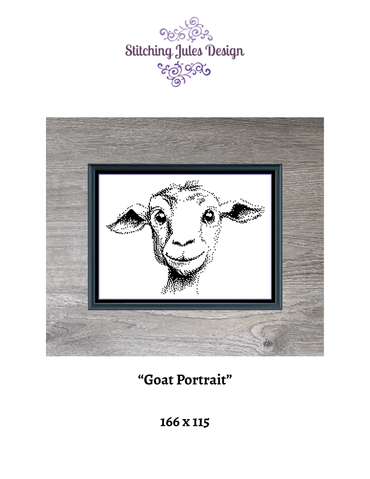 Stitching Jules Design Cross Stitch Pattern Goat Barnyard Animal Monochrome Counted Cross-Stitch Pattern (Digital Download)