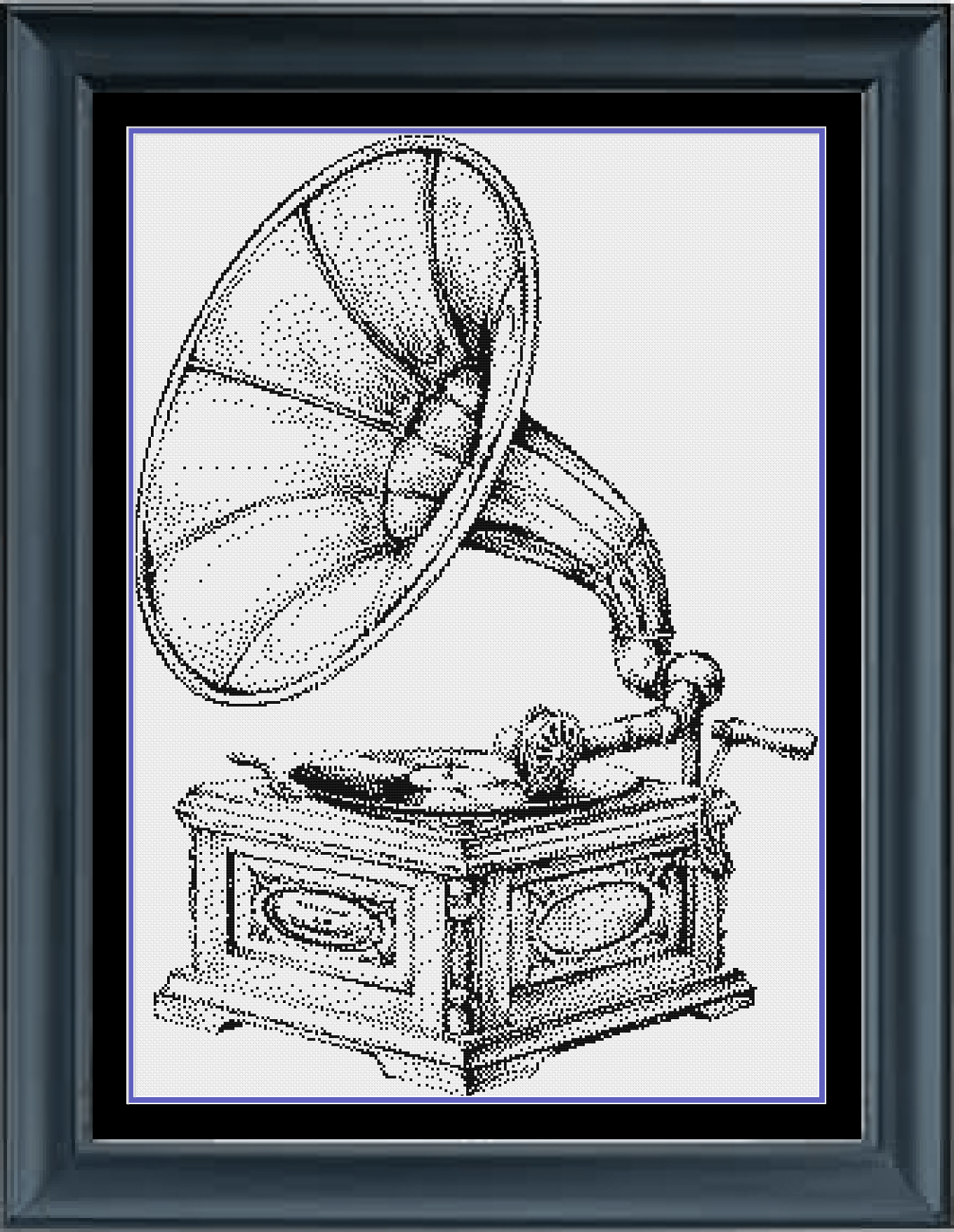 Stitching Jules Design Cross Stitch Pattern Physical Pattern - $16 Gramophone Cross Stitch Pattern | Record Player Cross Stitch Pattern | Blackwork Cross Stitch Pattern | Physical And Digital PDF Download Pattern Options