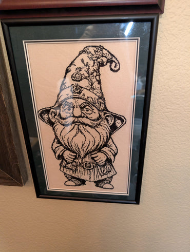 Stitching Jules Design Cross Stitch Pattern Grumpy Gnome Monochrome Blackwork Cross-Stitch Pattern Instant PDF Download