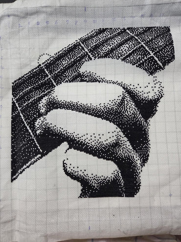Stitching Jules Design Cross Stitch Pattern Guitar Playing Music Medium Monochrome Counted Cross-Stitch Pattern | Instant Download PDF