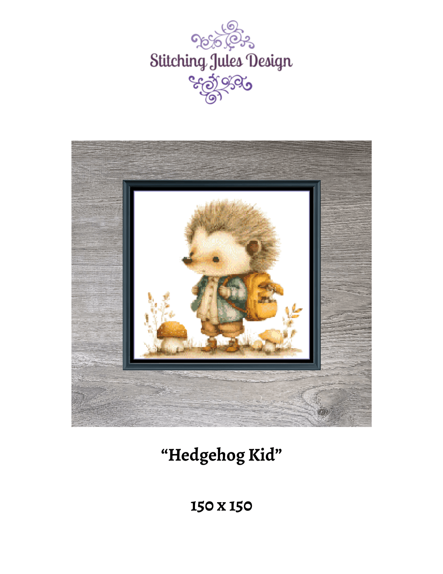 Stitching Jules Design Cross Stitch Pattern Hedgehog Animal Garden Mushroom Counted Cross-Stitch Pattern (Digital Download)