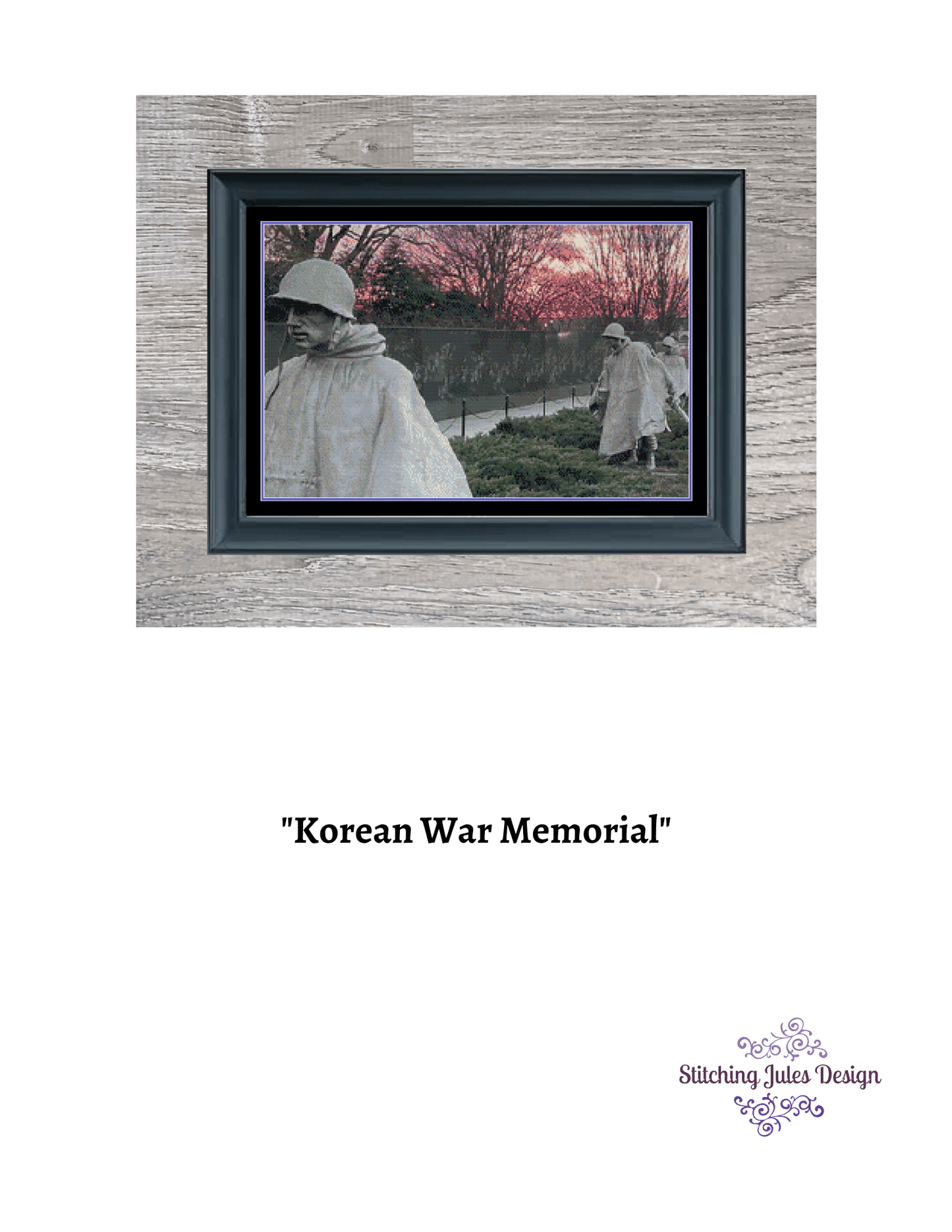Stitching Jules Design Cross Stitch Pattern Korean War Memorial In Washington DC Cross Stitch Pattern Instant PDF Download