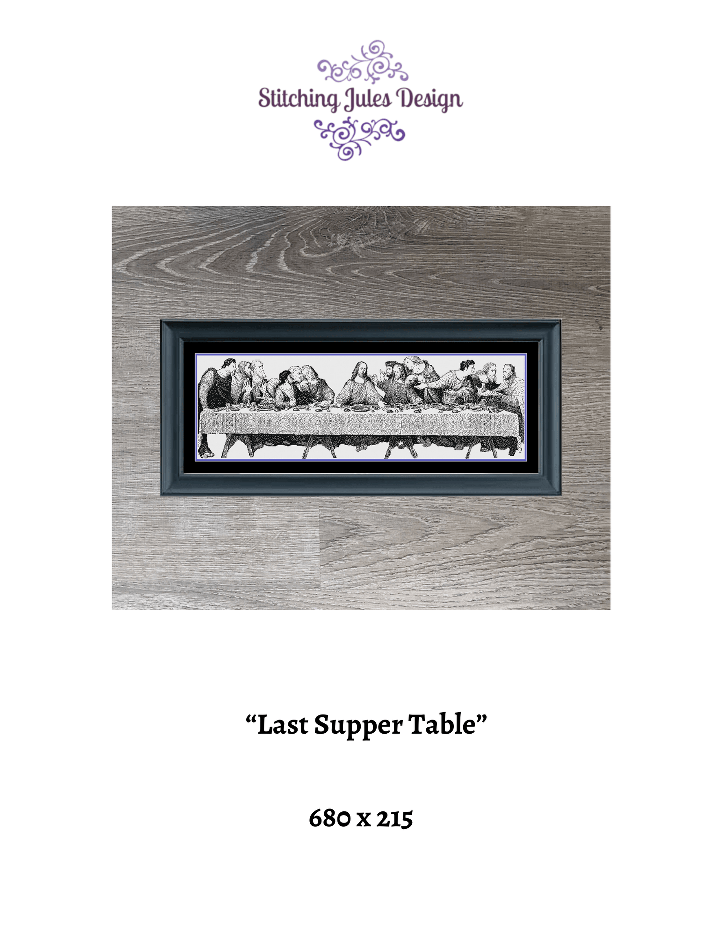 Stitching Jules Design Cross Stitch Pattern Last Supper Table Only Counted Cross Stitch Pattern | Monochrome Blackwork | Instant Download PDF