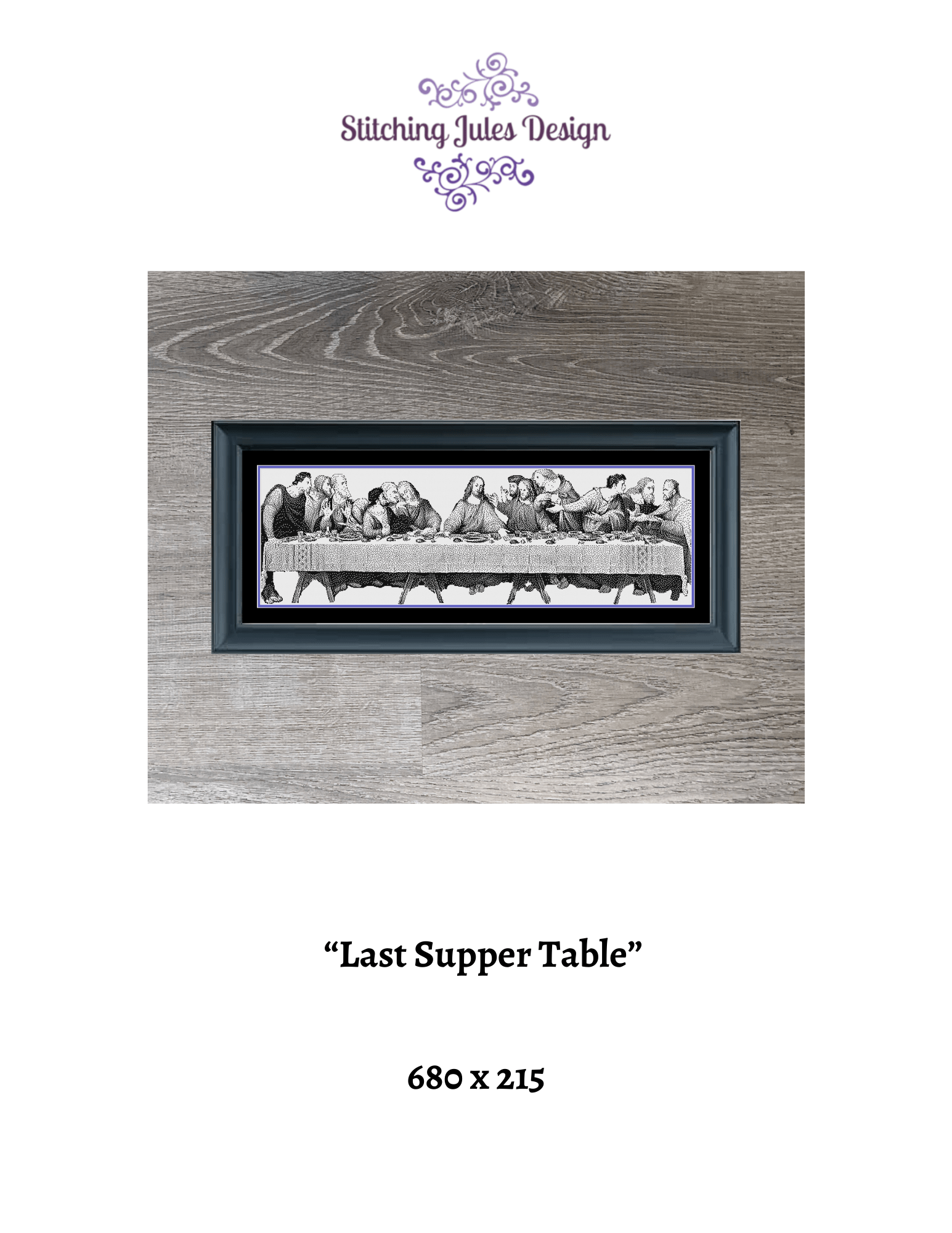 Stitching Jules Design Cross Stitch Pattern Last Supper Table Only Counted Cross Stitch Pattern | Monochrome Blackwork | Instant Download PDF