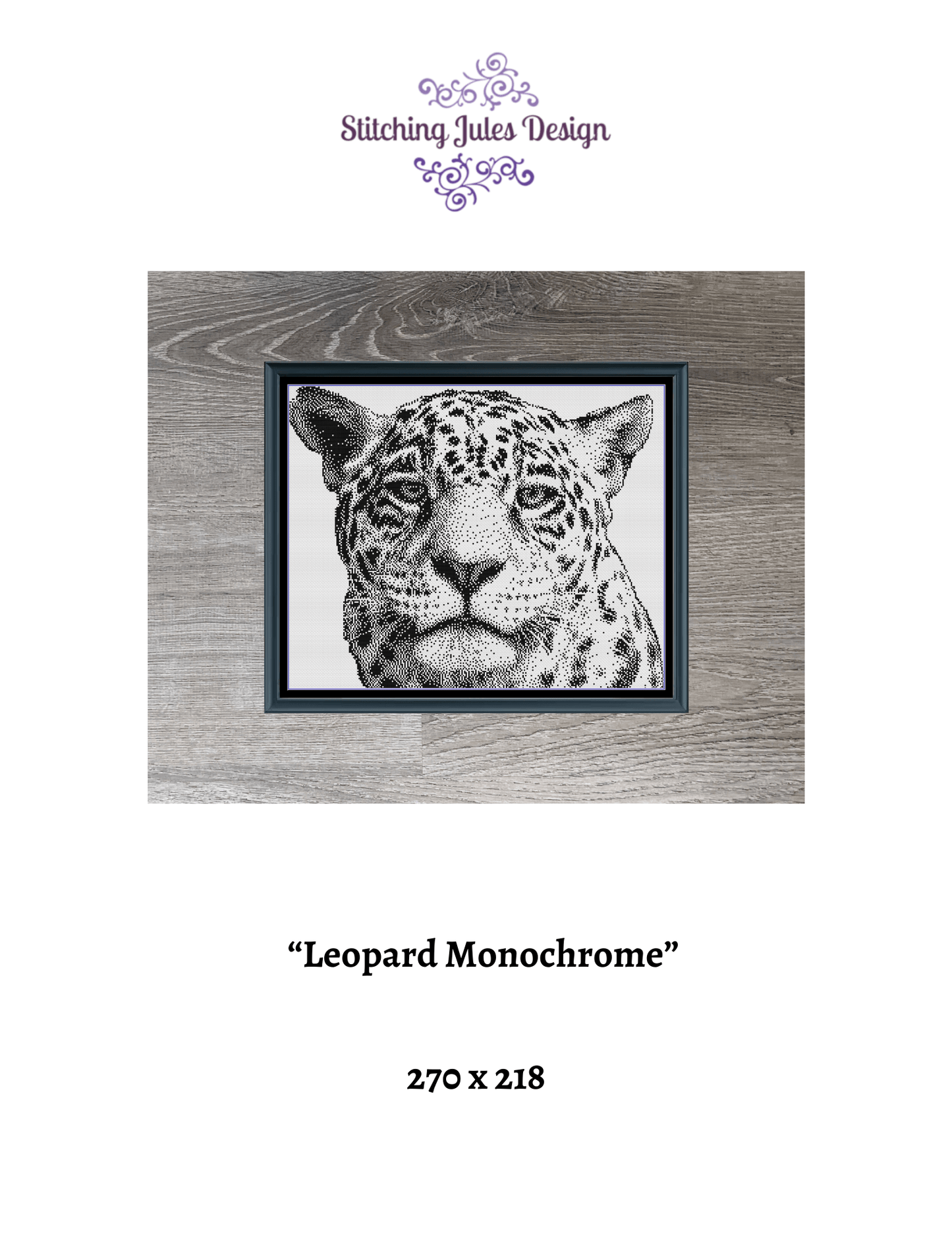 Stitching Jules Design Cross Stitch Pattern Leopard Animal Counted Cross-Stitch Pattern | Premium Counted Cross-Stitch Pattern | Instant Download PDF