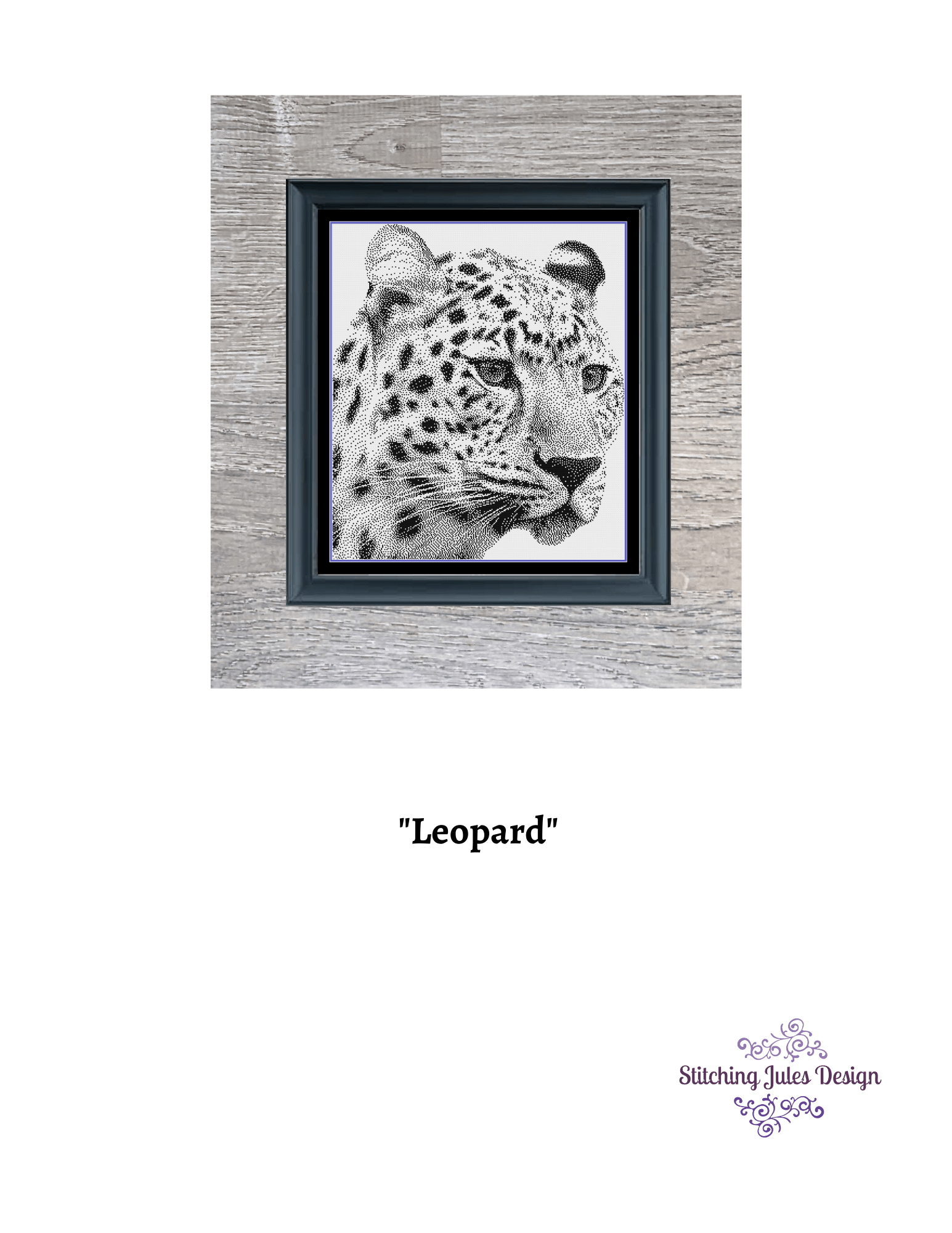 Stitching Jules Design Cross Stitch Pattern Leopard Cross Stitch Pattern | Animal Cross Stitch Pattern | Blackwork | Instant PDF Download